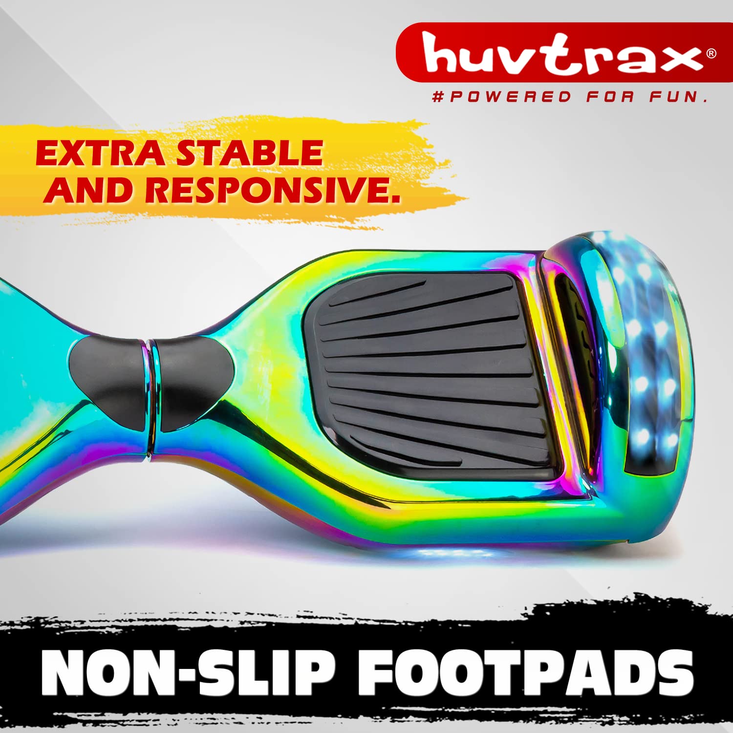 Rainbow Chrome Hoverboard - 2X Battery Life & Durable Aluminum Wheels for Kids & Adults (Up to 220lbs) | Bluetooth, LED Lights, Carrying Bag Included | Perfect for Commuting, Gifts & Outdoor Fun