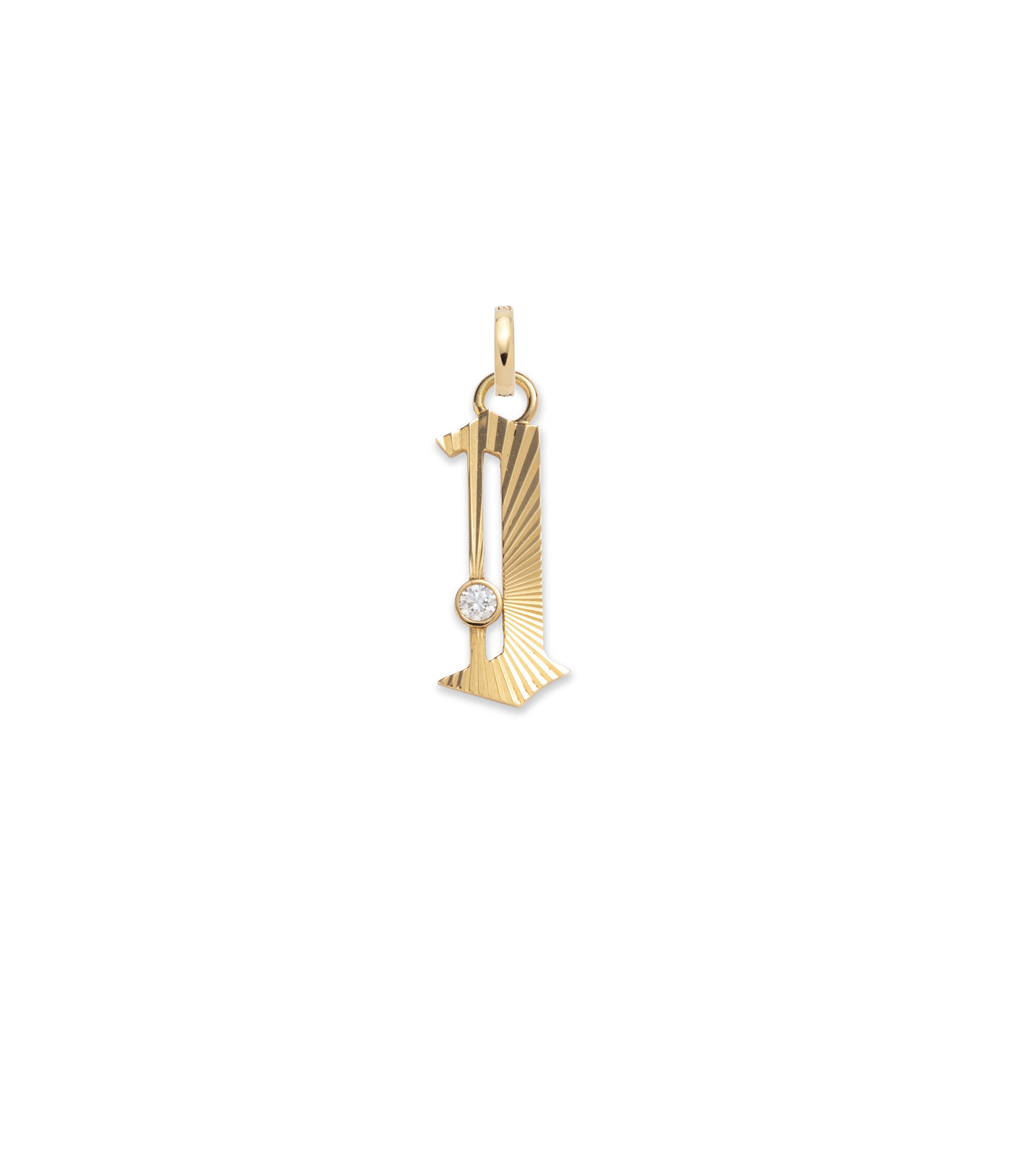 Personalized Initial & Number Pendant Necklace - 14K Yellow Gold with Diamond Accents, Custom Nameplate Jewelry for Women | Perfect Gift for Birthday, Anniversary & Special Occasions