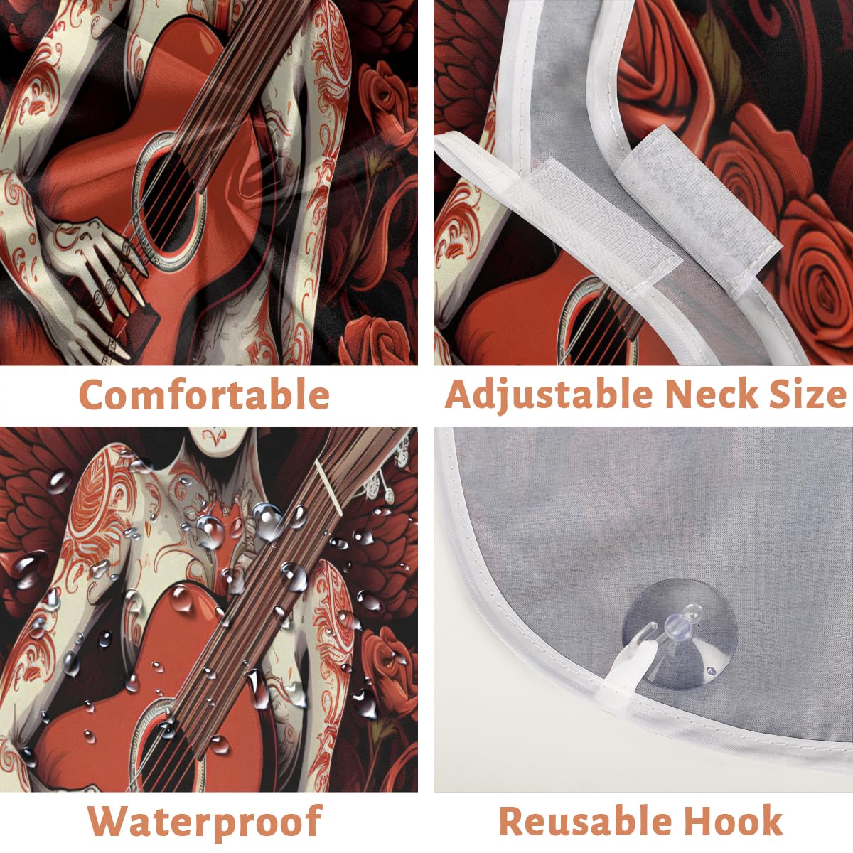Men's Skull Print Shaving Bib - Waterproof Beard Trimming Apron for Hair Dye & Makeup Protection | Barber Cape for Haircut, Grooming & Sink Cleanup | Perfect Gift for Stylists & DIY Hair Care at Home