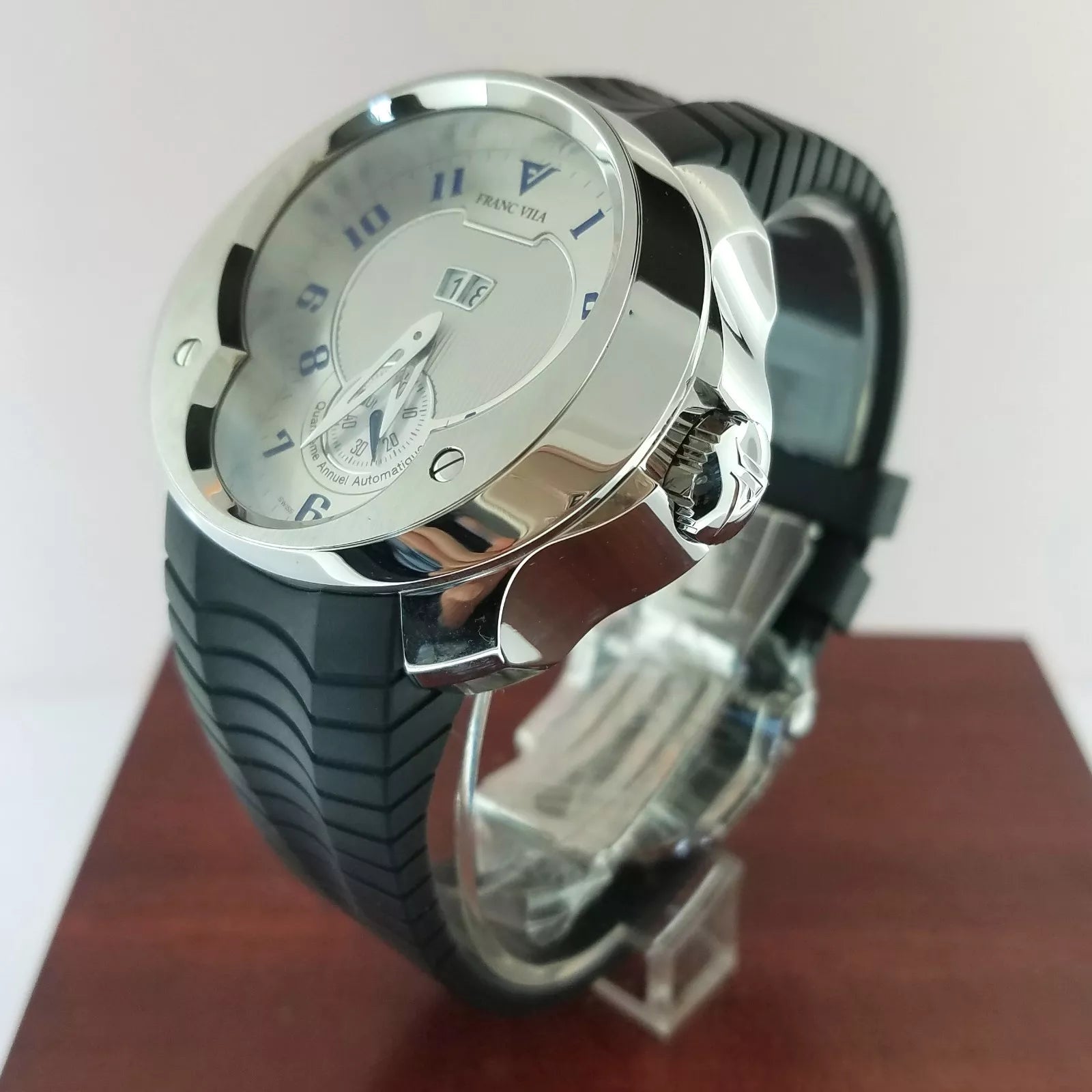 Franc Vila Esprit Unique Men's Stainless Steel Rubber Strap Watch - Luxury Sports Timepiece for Business, Casual & Outdoor Activities