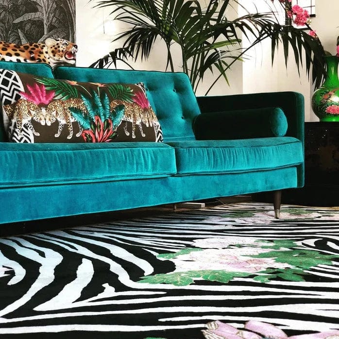 Zebra Floral Print Area Rug - Soft & Stylish Home Decor for Living Room, Bedroom, or Nursery | PRE ORDER