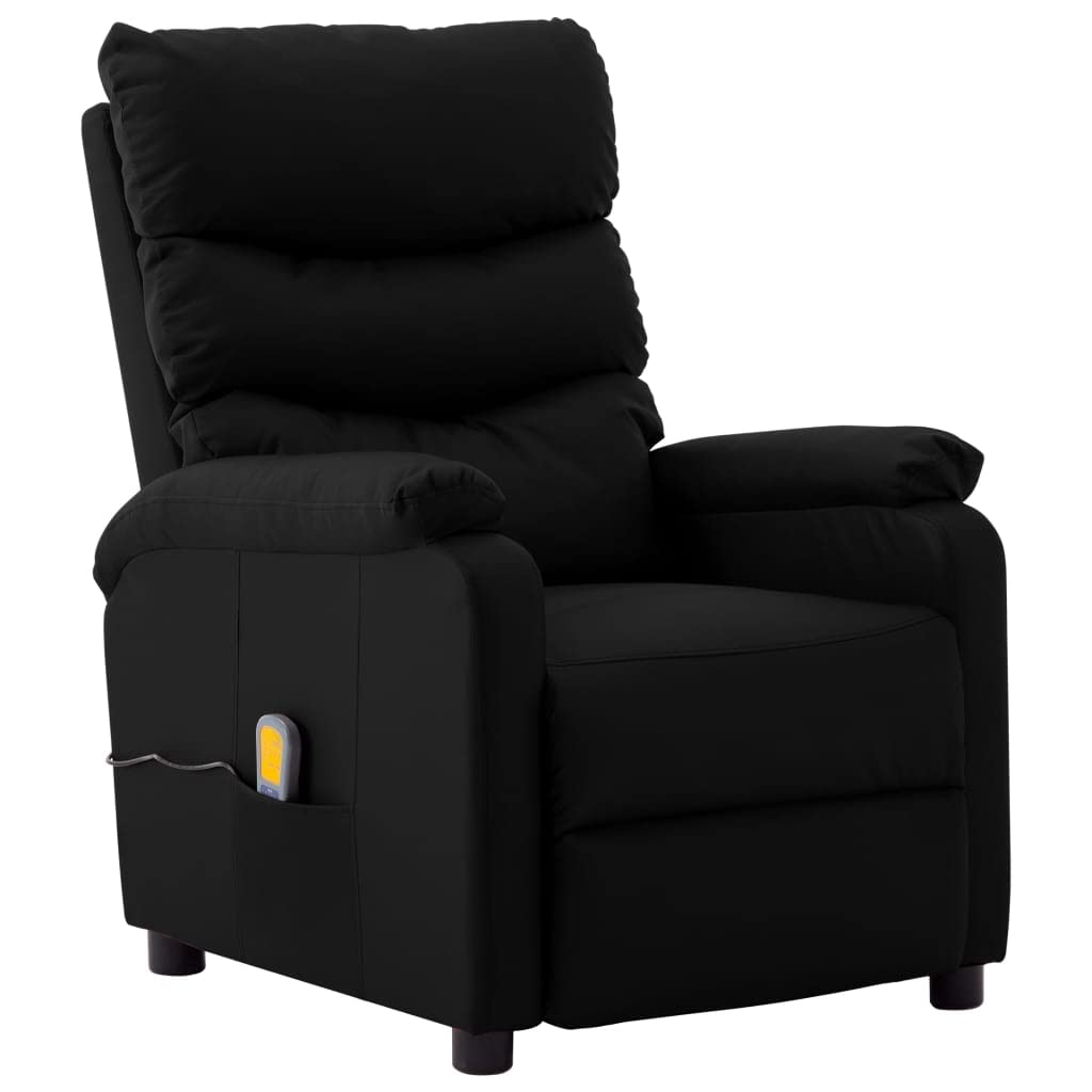 Comfortable Reclining Lounge Chair - Single Theater Seating Sofa with Padded Seat & Massage Function, Black Faux Leather - Perfect for Home Theater, Living Room Relaxation & Reading Nook