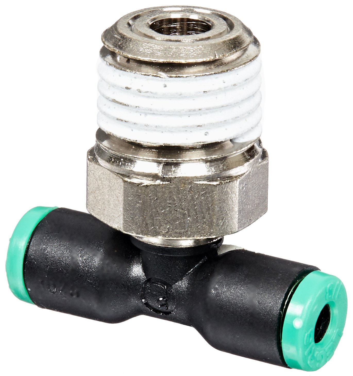 Legris 3108 53 14 Nylon & Nickel-Plated Brass Push-to-Connect Fitting - Branch Tee, 1/8