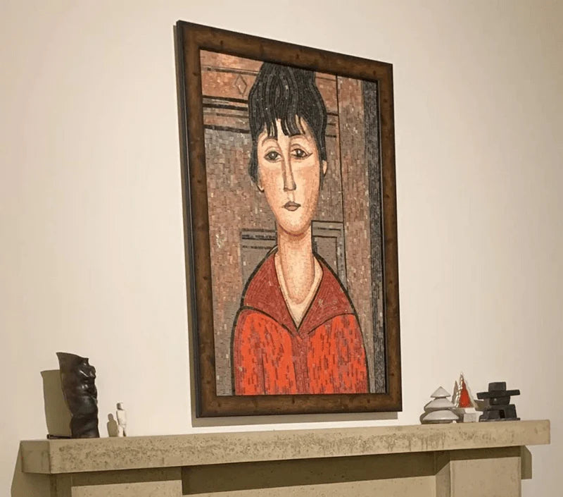 Amedeo Modigliani Young Girl Mosaic Art Reproduction - Handmade Wall Decor for Living Room, Bedroom & Office