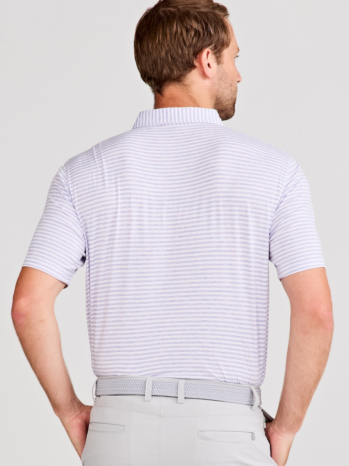 Cloud Polo Air Stripe Men's Breathable Golf Shirt - Moisture Wicking Performance Top for Golf, Tennis & Casual Wear