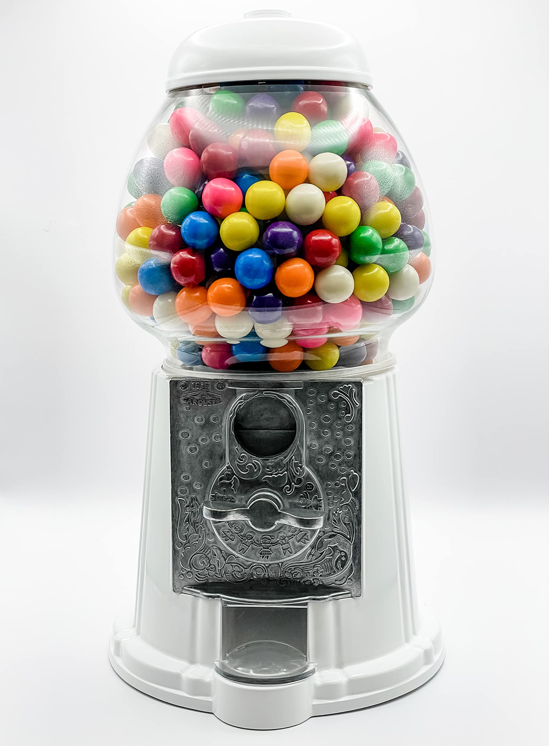 Vintage Gumball Machine & Candy Dispenser - 9 Inch White Retro Candy Vending Machine for Home, Office, Party Decor & Kids Entertainment