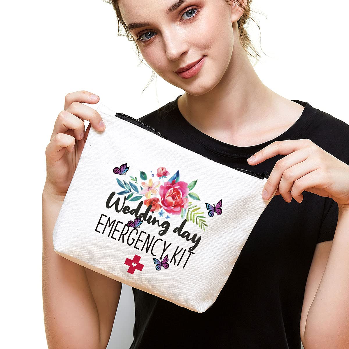 Fokongna Wedding Emergency Kit - Same Day Delivery Cosmetic Bag for Bride & Bridesmaids, Bridal Shower Gift, Bachelor Party Toiletries Travel Pouch - Perfect for Wedding Day Prep, Honeymoon & Travel Essentials