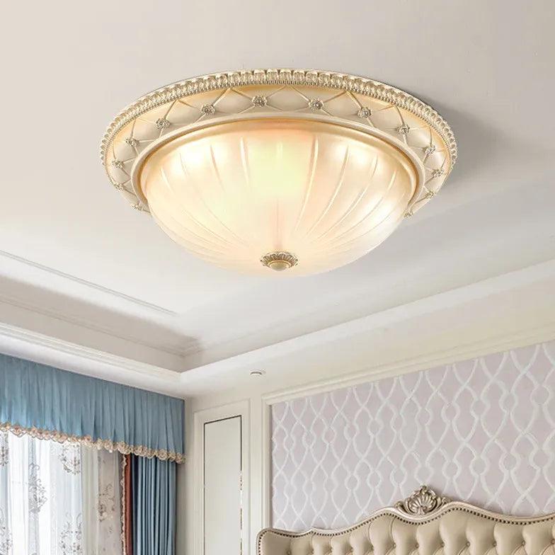 Vintage Round Pattern Glass Ceiling Light Fixture - Elegant Antique Style Pendant Lamp for Dining Room, Bedroom, Living Room & Kitchen Lighting