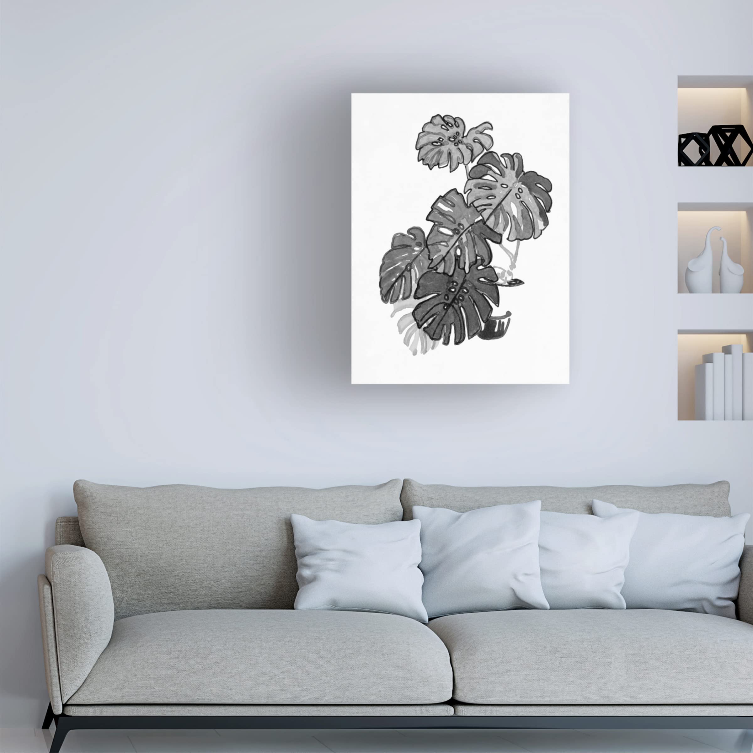 Stellar Design Studio 'Black And White Indoor Plant III' Canvas Wall Art - Modern Botanical Print for Living Room, Bedroom & Office Decor
