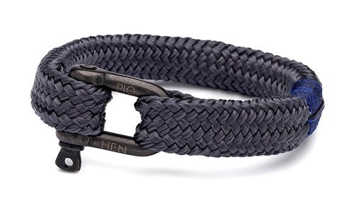 PIG & HEN Gorgeous George Rope Bracelet for Men - Slate Gray Black Leather Wristband | Trendy Adjustable Bangle for Casual Wear, Outdoor Activities & Gifts