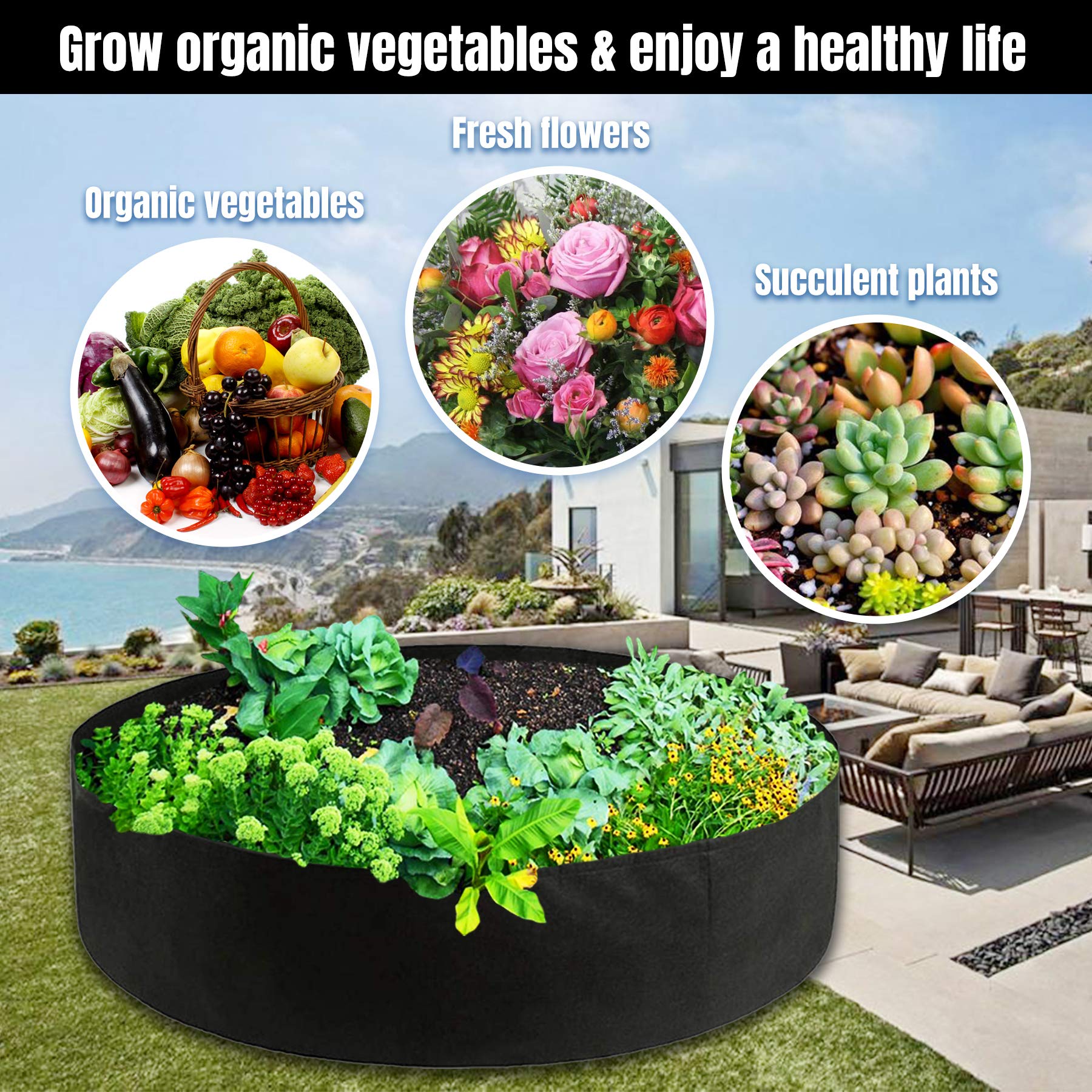 2-Pack 15 Gallon Heavy Duty Thickened Non-Woven Aeration Fabric Plant Grow Bags - Durable Gardening Pots for Vegetables, Flowers & Herbs - Ideal for Indoor/Outdoor Planting, Balcony Gardens & Urban Farming