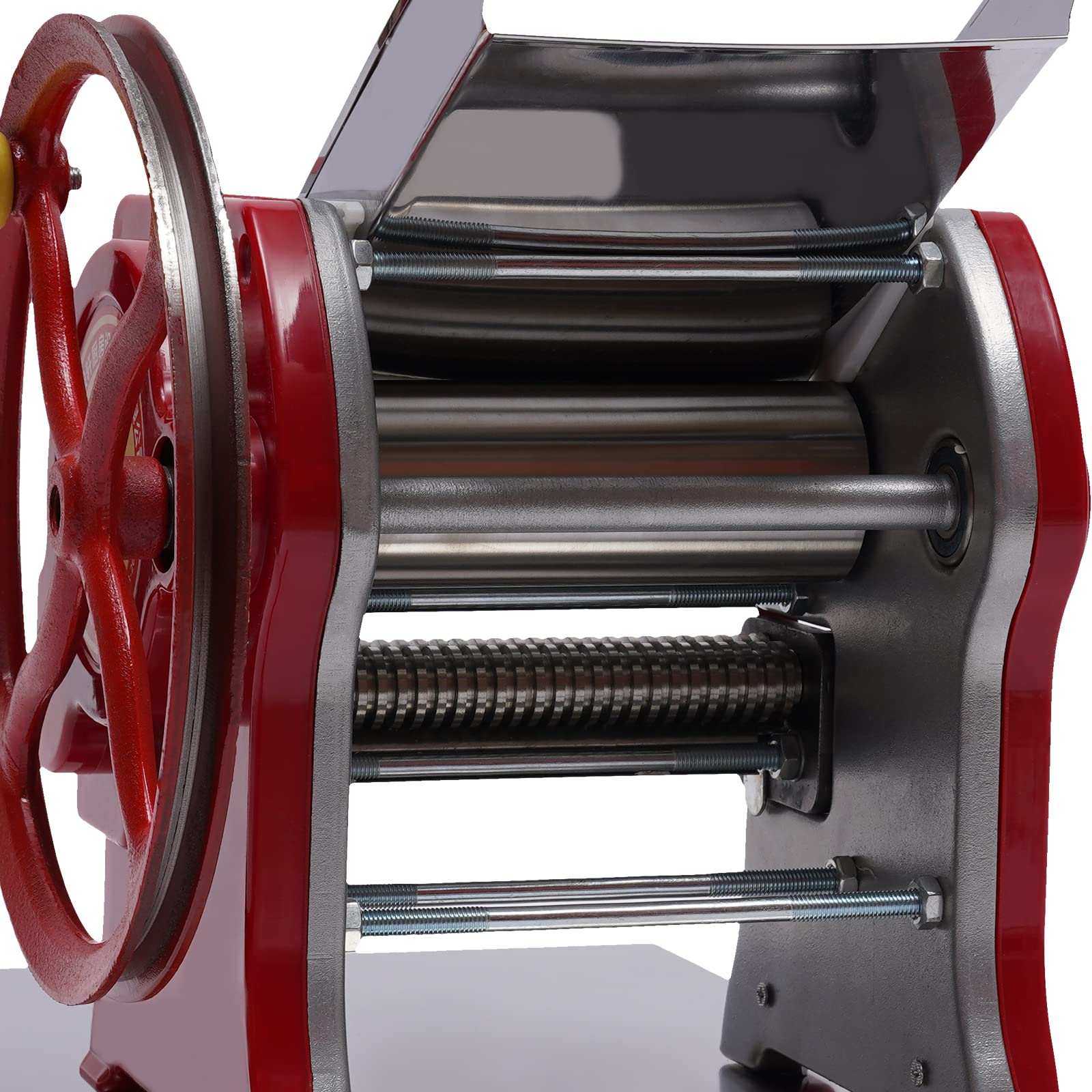 Commercial Pasta Roller Machine - Manual Hand Crank Pasta Maker for Spaghetti, Fettuccini & Lasagna | Durable Noodle & Dumpling Skin Maker (Red) - Perfect for Italian Restaurants, Home Kitchens & Culinary Schools