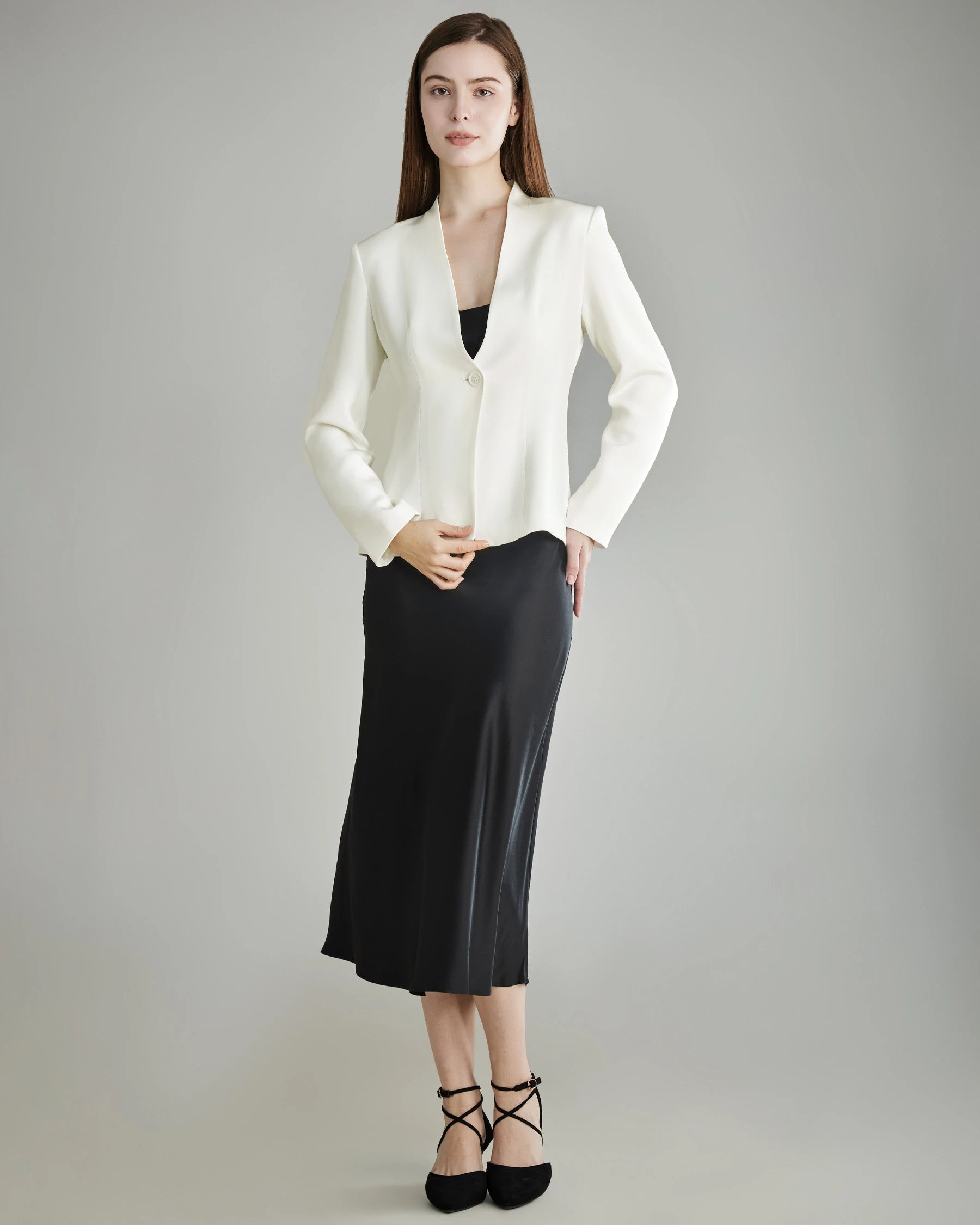 40 Momme Collarless Silk Blazer for Women - Luxury Lightweight Business Jacket - Office Wear & Evening Outfits - Perfect for Work, Weddings & Special Occasions