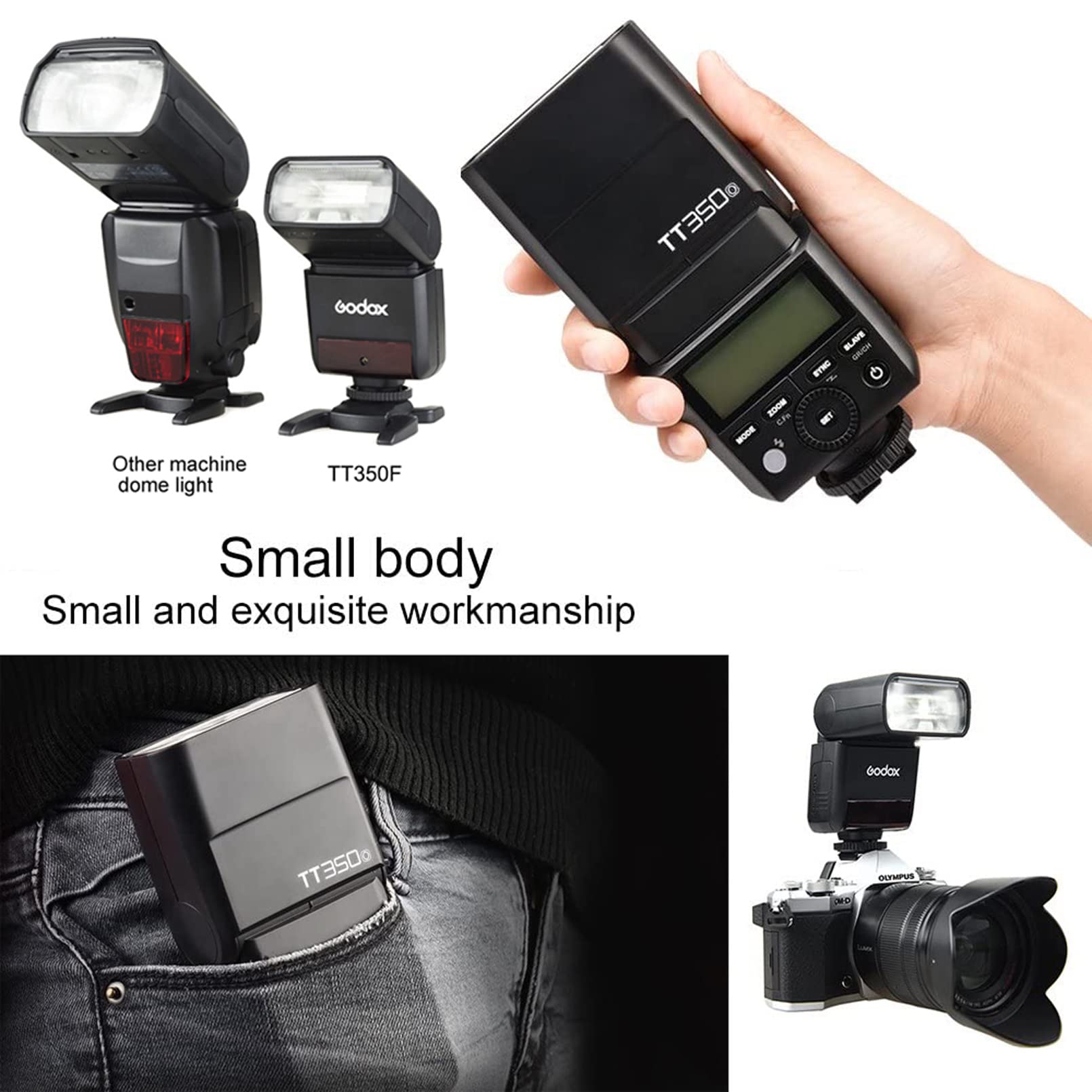 Godox TT350O Mini TTL 2.4G Wireless Flash for Olympus & Panasonic Cameras | GN36 HSS Speedlite up to 1/8000s | Compact Camera Flash for Travel & Portrait Photography