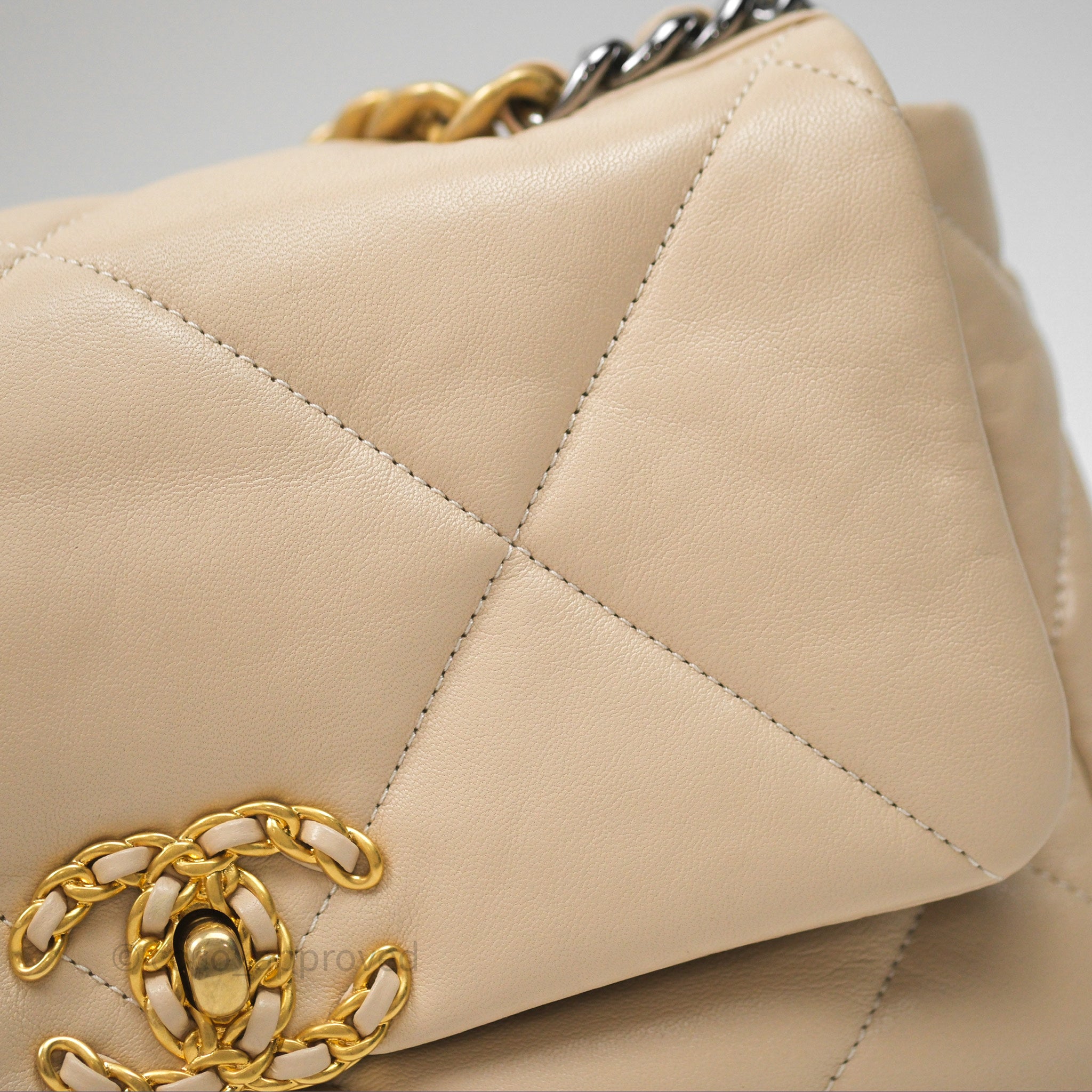 Chanel 19 Small Beige Mixed Hardware Flap Bag - Luxury Designer Handbag for Women | Perfect for Everyday Use, Office & Special Occasions
