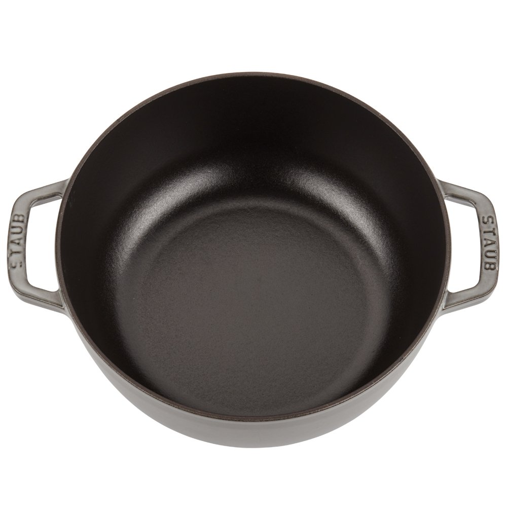 Staub 3.75 Quart Cast Iron Dutch Oven - Premium French Oven Cookware, Graphite Grey, Made in France - Perfect for Braising, Stewing, Baking & Slow Cooking