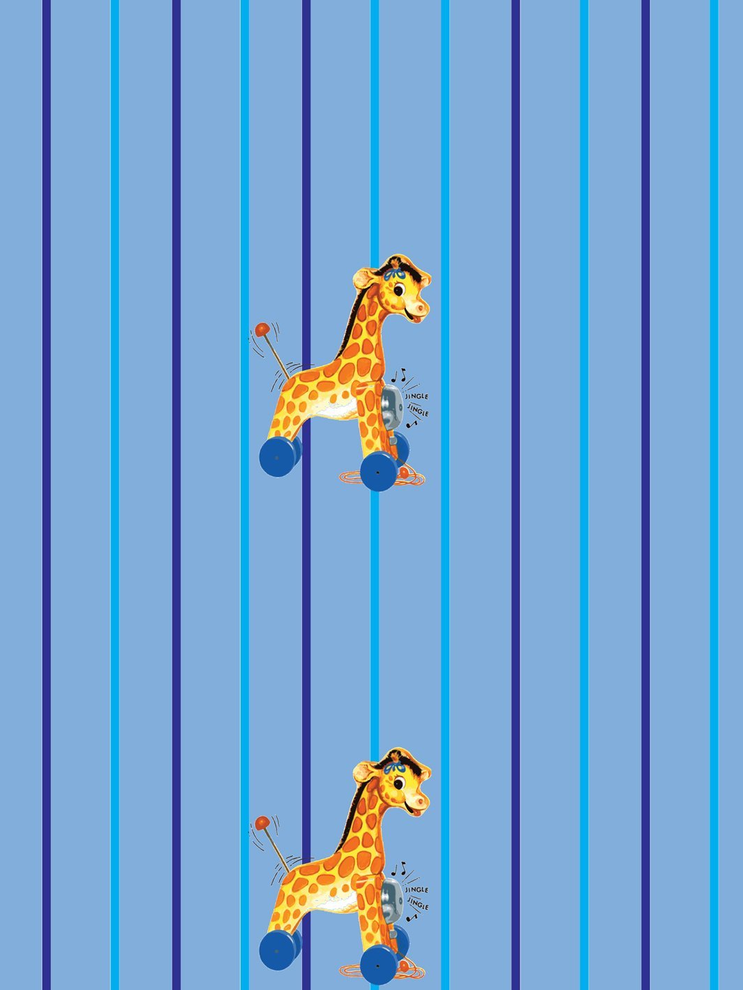 Fisher Price™ Denim 'Jingle Giraffe Stripe' Wallpaper - Playful Nursery Wall Decor for Baby Rooms & Kids Bedrooms