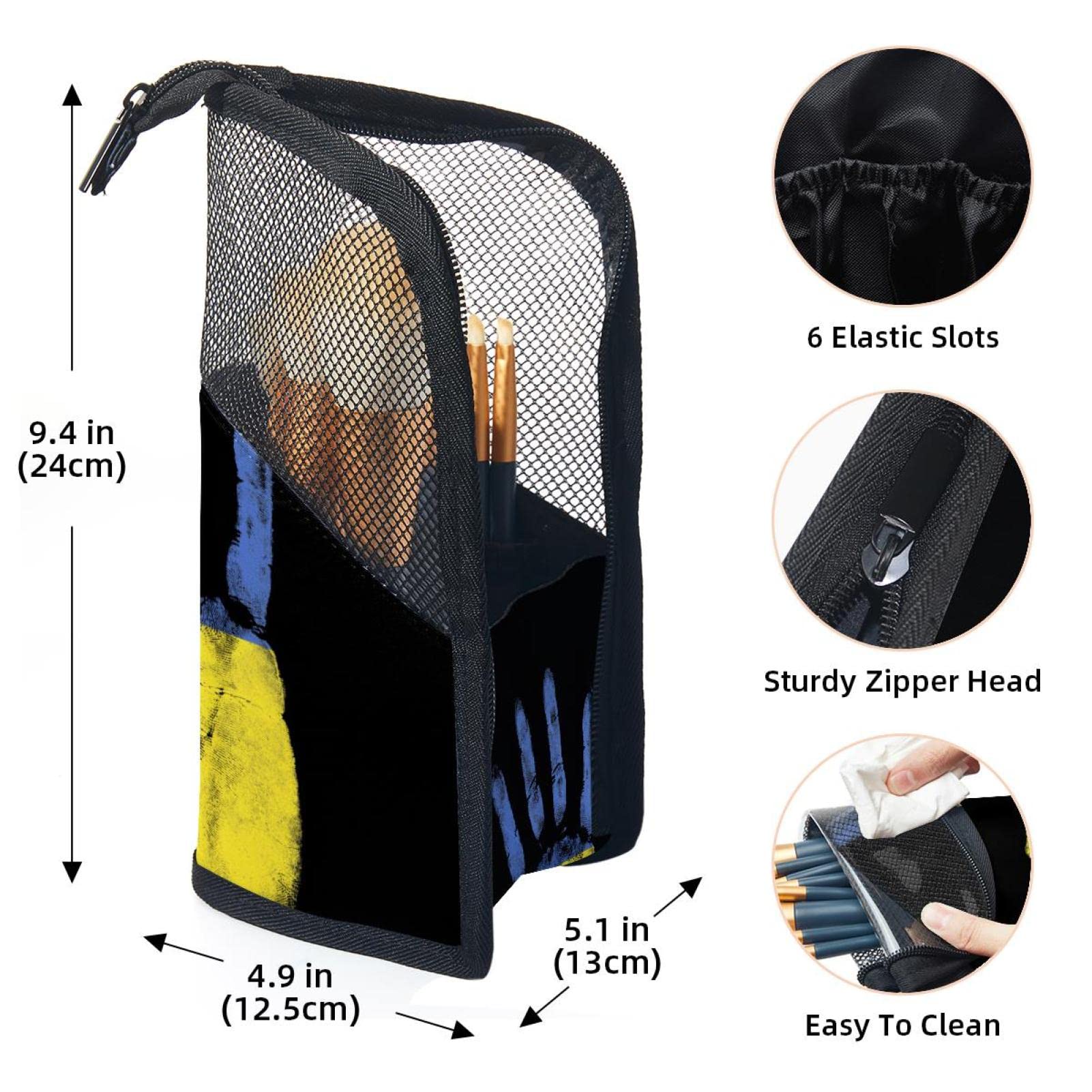 12-Piece Makeup Brush Organizer Bag with Ukrainian Flag Design - Portable Travel Cosmetic Brush Holder Case for Professional Makeup Artists & Beauty Enthusiasts - Perfect for Travel, Home Storage & Salon Use