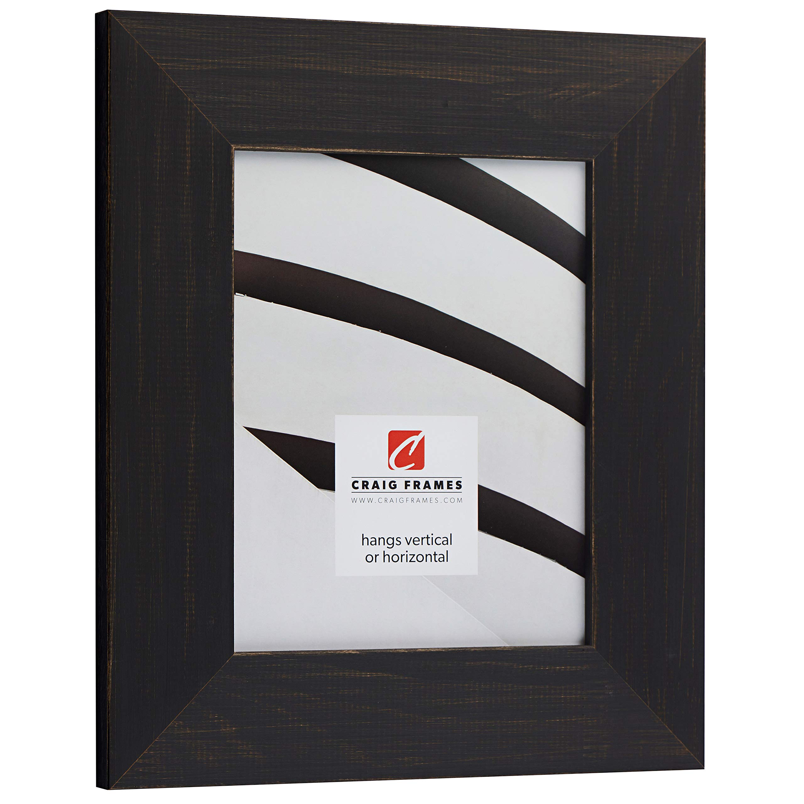 Craig Frames Jasper Wide Picture Frame 8.5 x 11 Inch - Country Charcoal Black Wood Photo Frame for Wall Display, Home Decor, Office & Gift Giving