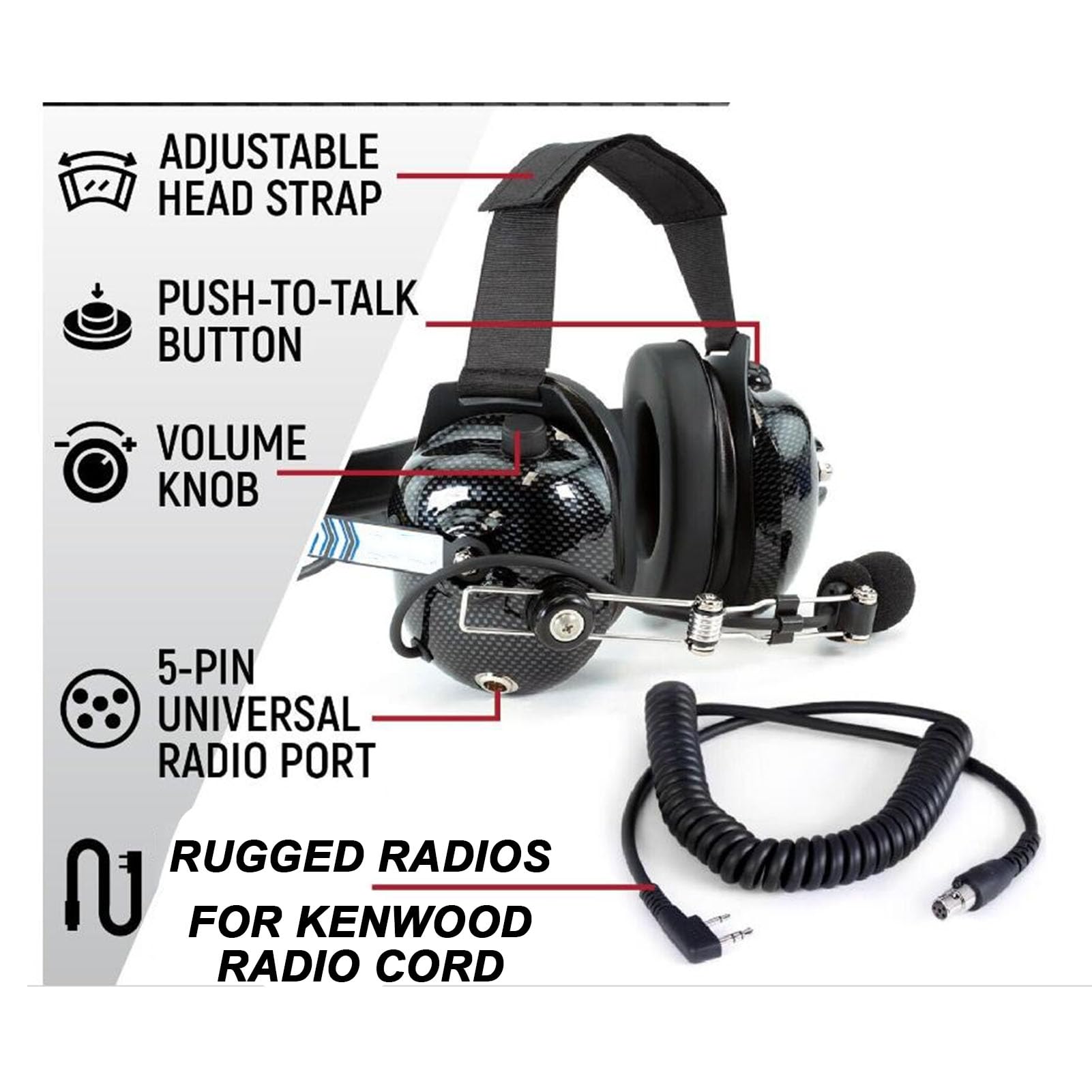 Professional Aviation Headset with Clear Sound & Noise Reduction - Two-Way Radio Headset for Pilots, Air Traffic Controllers & Industrial Use - Perfect for Cockpit Communication & Heavy Machinery Operation