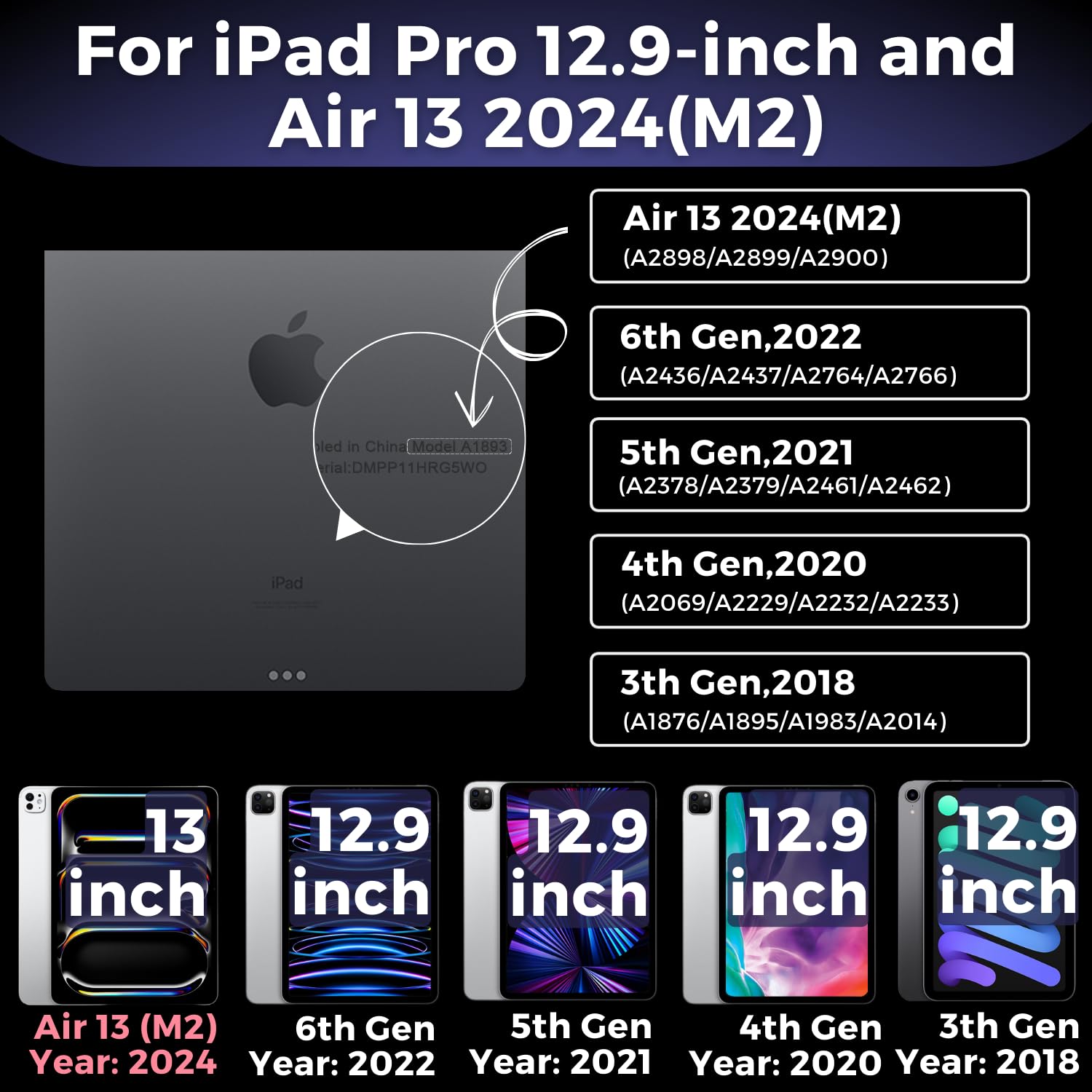 iPad Air 13 Inch Case with Keyboard - Floating Cantilever Stand, Multi-Touch Trackpad, Backlit Magic Keyboard for iPad Air 13