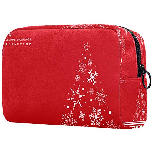 Red Snowflake Christmas Cosmetic Bag - Travel Makeup Pouch & Toiletry Organizer for Women | Holiday Gift, Party Essentials & Daily Use Accessories