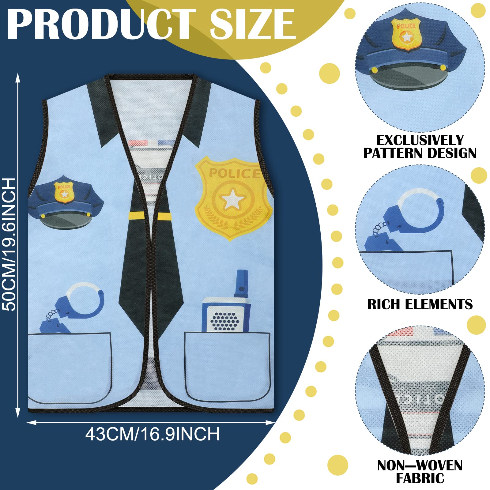12PCS Kids Community Helper Costumes Set - Police, Doctor, Firefighter Dress Up Vest for Toddler & Preschool Role Play | Career Pretend Play, Dramatic Play Toys for Boys & Girls | Perfect for Classroom, Daycare & Birthday Parties
