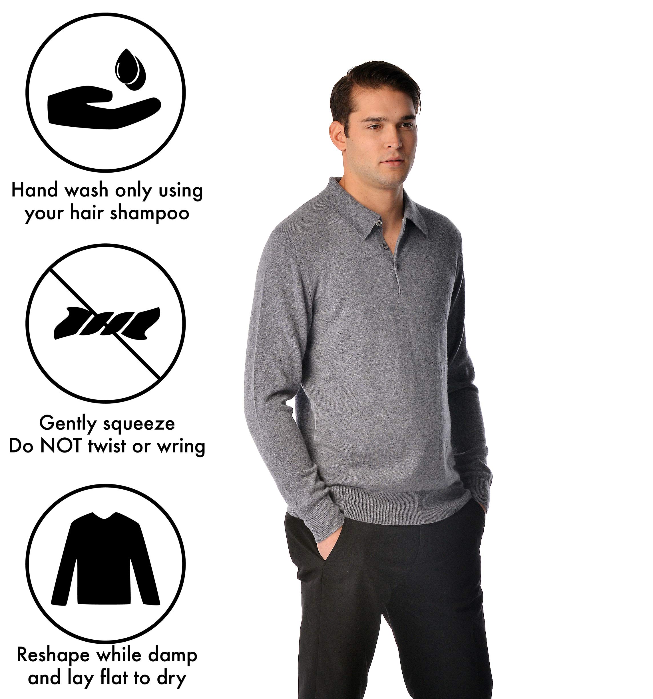 100% Pure Cashmere Men's Polo Neck Sweater - Soft, Lightweight & Warm Long Sleeve Pullover for Business Casual & Winter Wear | Cashmere Boutique