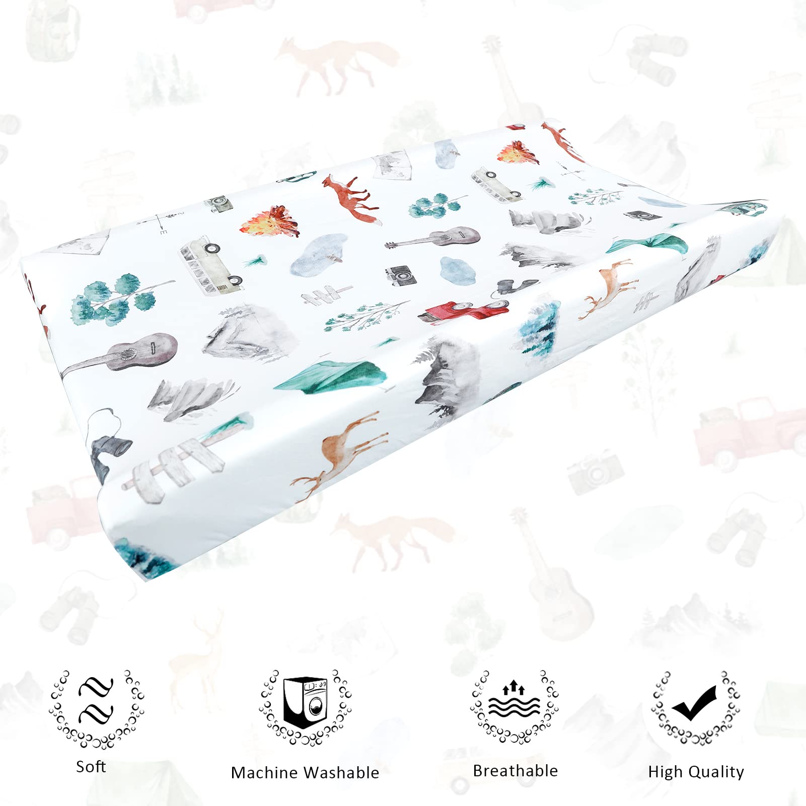 Stretchy Pea Pod Changing Pad Cover 2 Pack - Ultra Soft Jersey Knit Changing Table Covers for Baby Boys & Girls | Perfect for Nursery, Diaper Changing Station & Cradle
