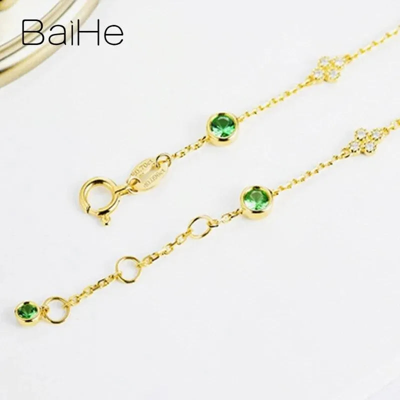 BAIHE 18K Yellow Gold Natural Tsavorite Diamond Bracelet for Women - Elegant Fine Jewelry Gift, Trendy & Stylish - Perfect for Weddings, Anniversaries, and Special Occasions