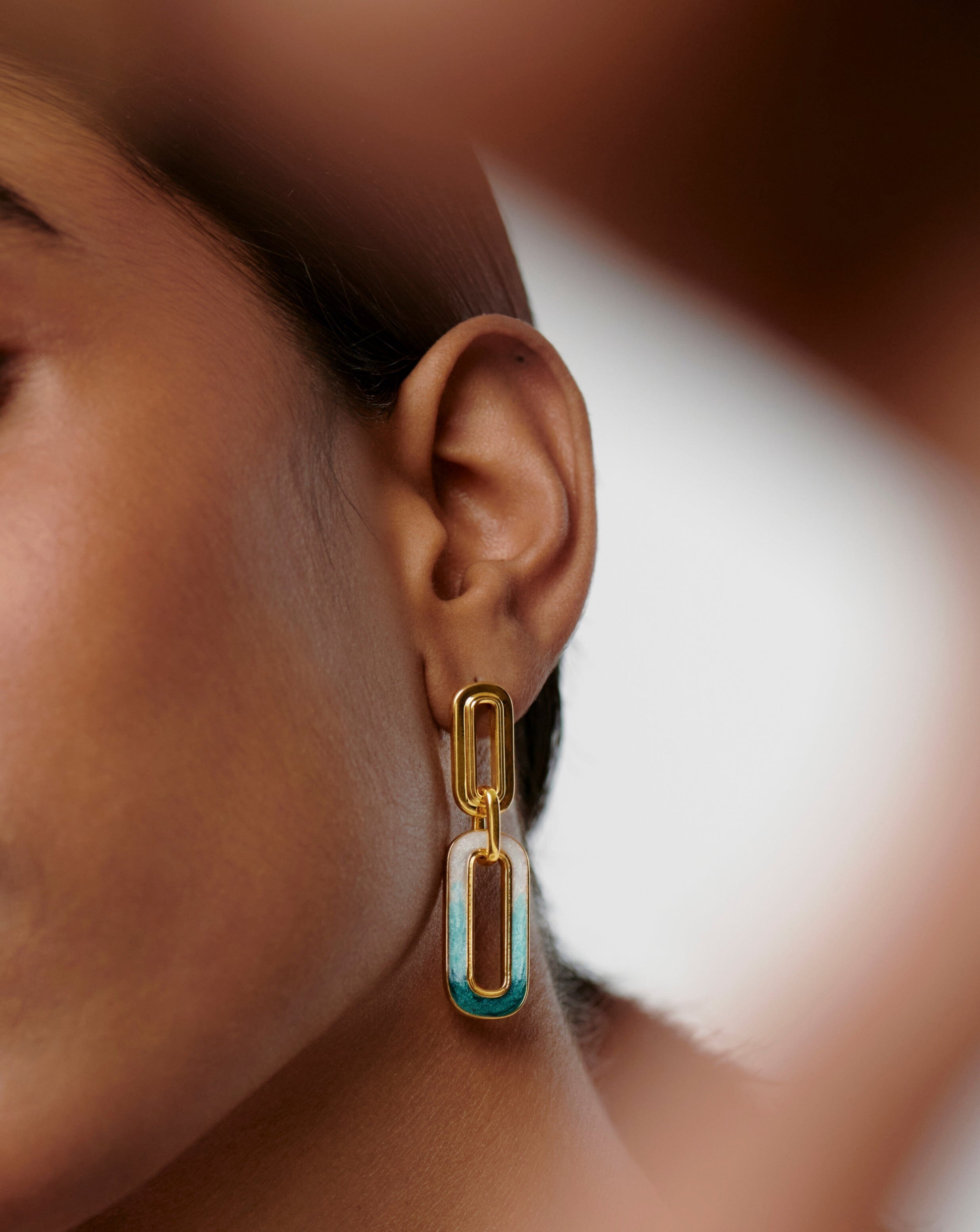 Enamel Haze Ombre Drop Hoop Earrings for Women - Trendy Handmade Dangle Statement Jewelry for Party, Wedding & Everyday Wear