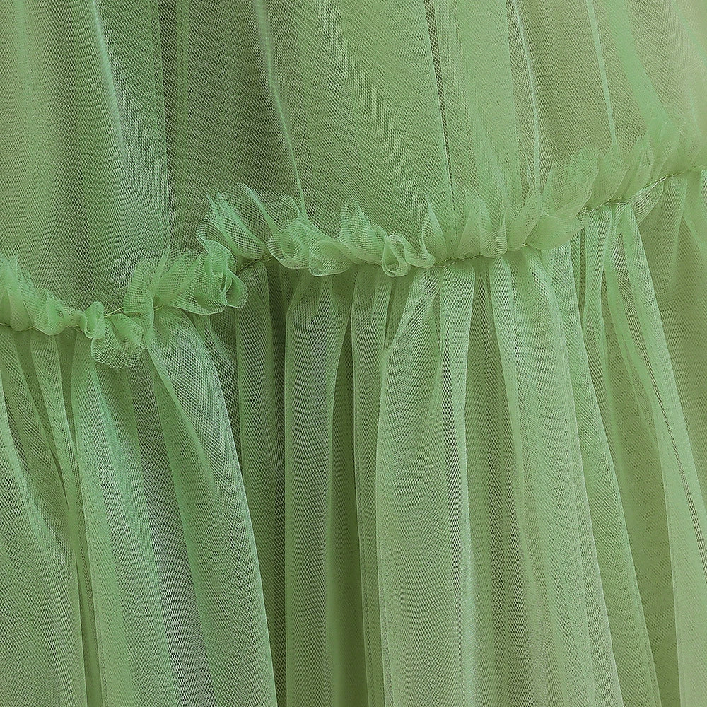 Green Princess Round Floor Length Tulle Flower Girl Dress - Perfect for Weddings, Baptisms & Special Occasions