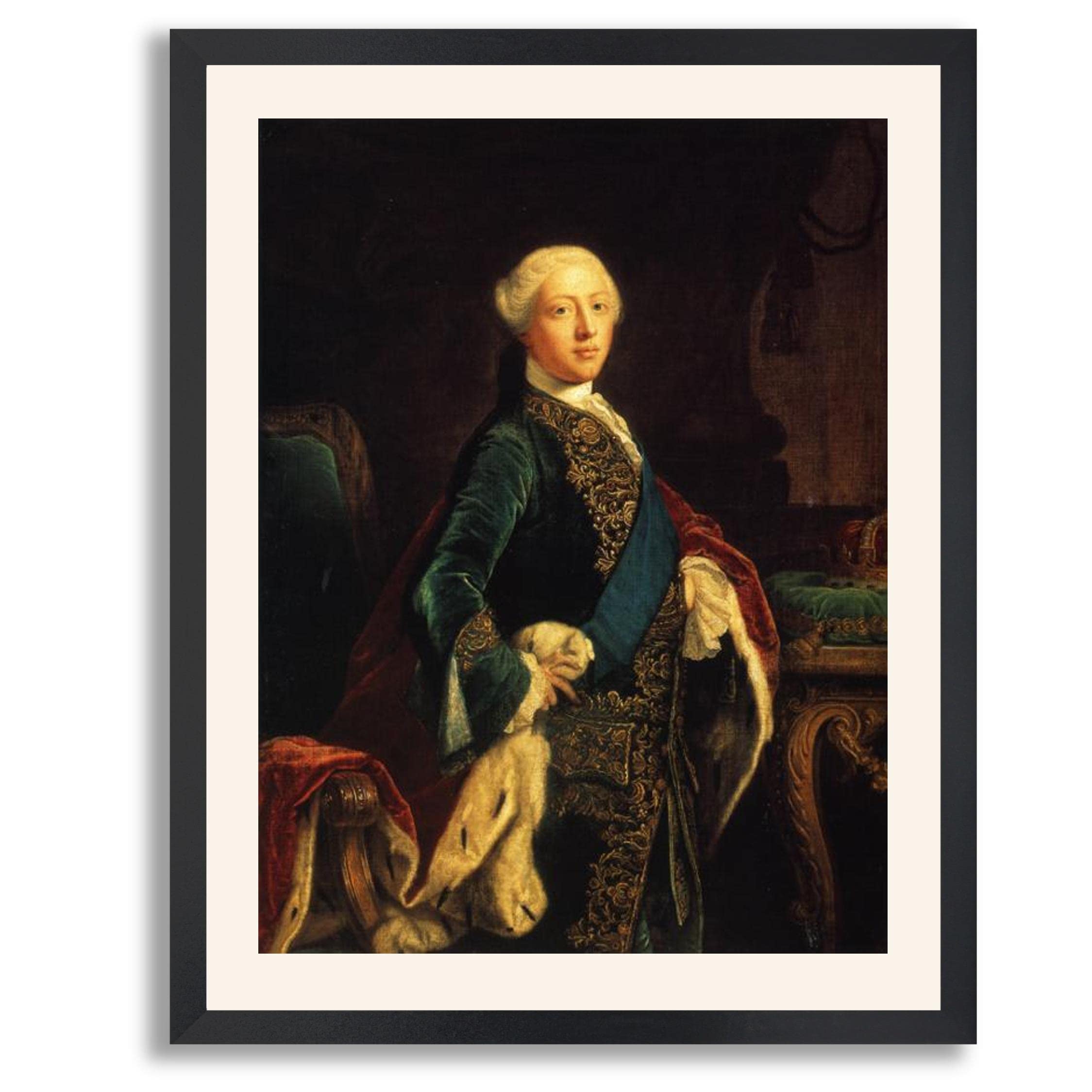 George III by Joshua Reynolds Framed Print - Premium Art Reproduction in Wood Frame | Fine Art Gallery Poster for Home & Office Decor | Perfect for Bedroom, Living Room & Study Walls | Classic Royal Portrait Painting for Elegant Interior Design