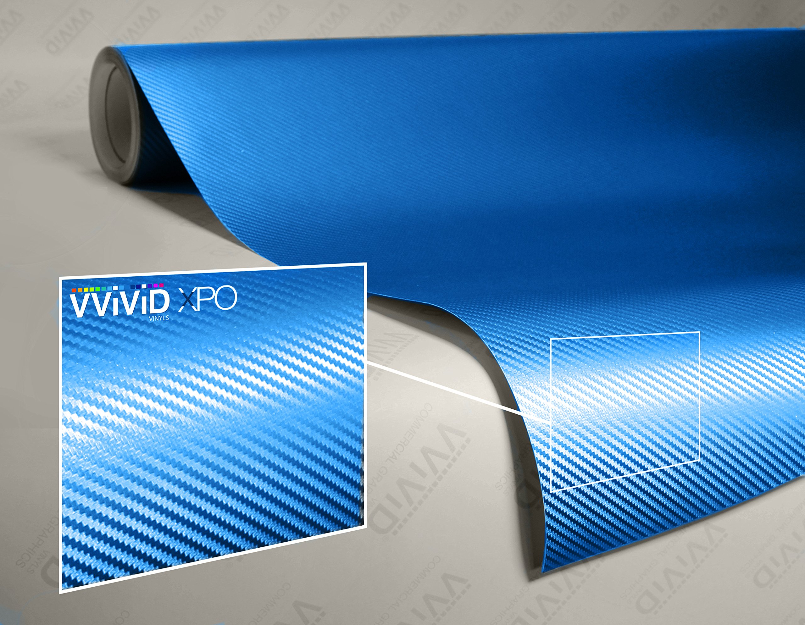 VViViD® XPO Electric Blue 3D Carbon Fiber Vinyl Wrap Roll - 25ft x 5ft with Air Release Technology | DIY Car, Motorcycle, Laptop & Furniture Decoration | Waterproof & Durable Adhesive Film
