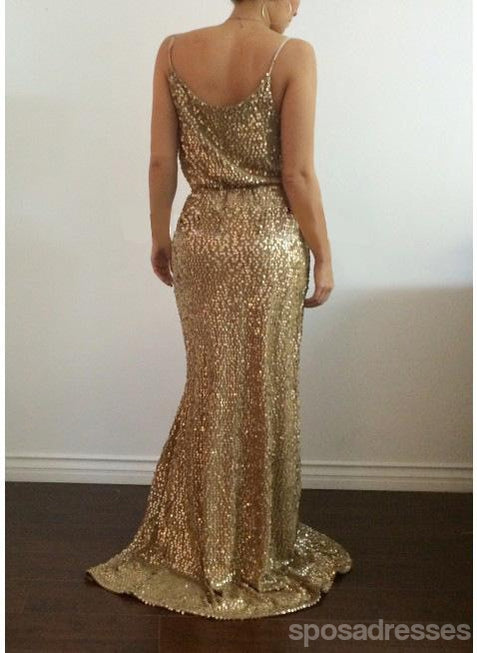 Elegant Gold Sparkly Side Slit Long Evening Prom Dress - Custom Sweet 16 Dresses for Women - Perfect for Formal Events, Homecoming & Special Occasions