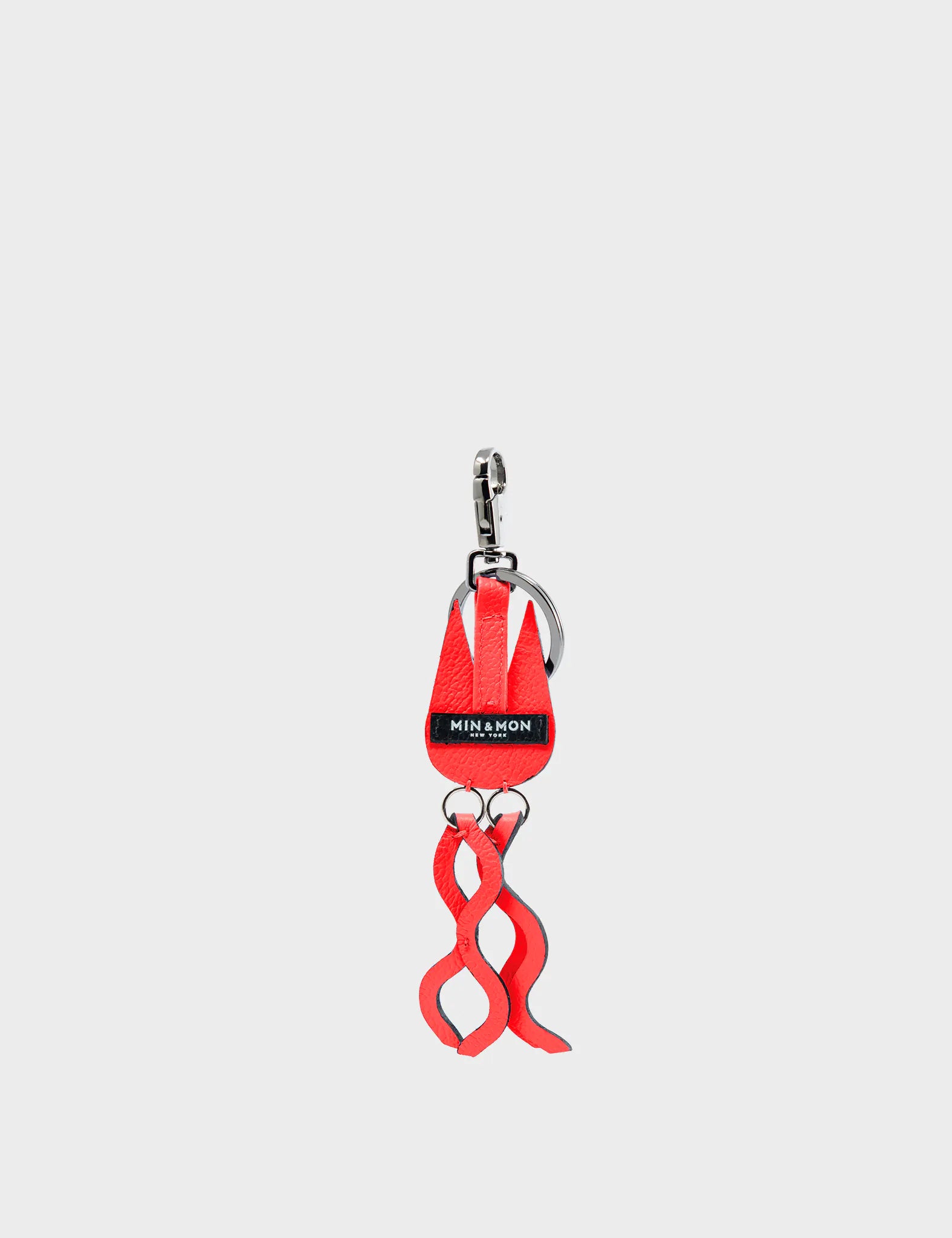 Cosmic Cat Charm Keychain - Fiesta Red Genuine Leather Key Ring for Women & Men - Perfect for Gifts, Keychains, and Everyday Use