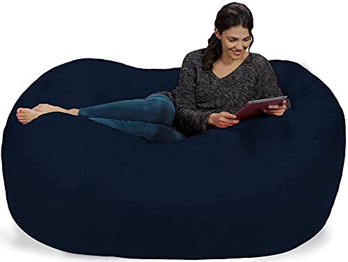Chill Sack 6' Memory Foam Bean Bag Chair - Extra Large Lounger with Soft Microfiber Cover (Navy Blue) | Perfect for Living Room, Game Room, Dorm & Relaxation Space