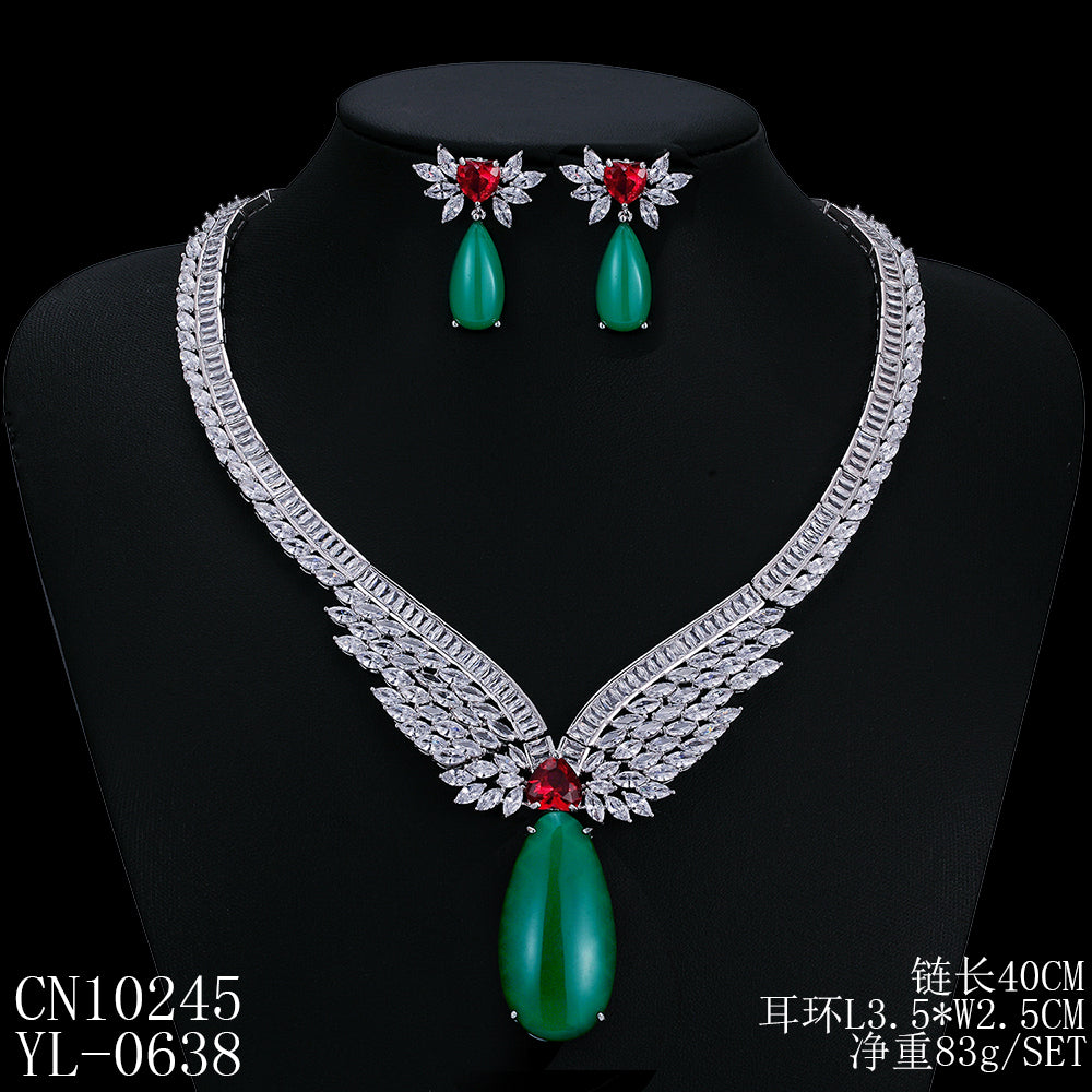 Top Quality Cubic Zirconia Bridal Wedding Necklace & Earrings Set CN10245 - Perfect for Bridal Showers, Weddings, and Anniversary Gifts