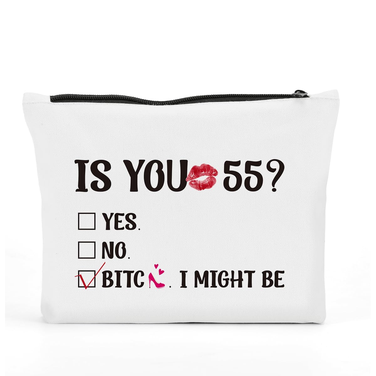 55th Birthday Gifts for Women - Funny Makeup Bag & Cosmetic Pouch for Mom, Grandma | Perfect for 55 Year Old Birthday Party Decorations & Anniversary Celebrations | Great for Travel, Spa Days & Gift Giving
