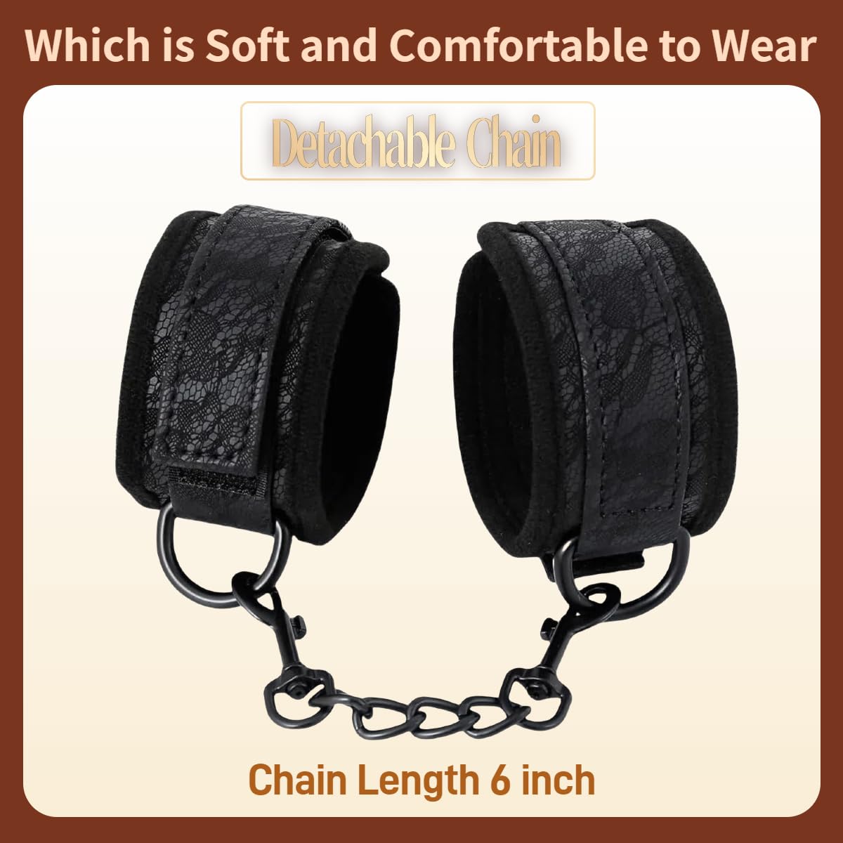 Bondage Handcuffs & Ankle Cuffs Set - Adjustable BDSM Restraints for Couples with Lace Decoration - Fetish Sex Toys for Adults - Perfect for Bedroom Play, Roleplay & Spicing Up Your Intimate Moments
