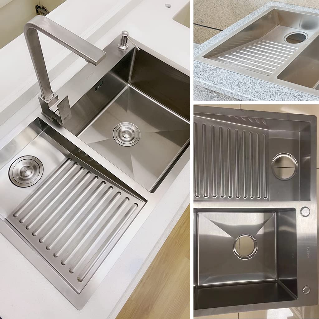 Stainless Steel Double Laundry Sink with Washboard - Heavy Duty Utility Sink for Bathroom, Laundry Room & Balcony - Easy to Clean Wash Basin for Household Use - Perfect for Washing Clothes, Pet Care & Garden Cleaning