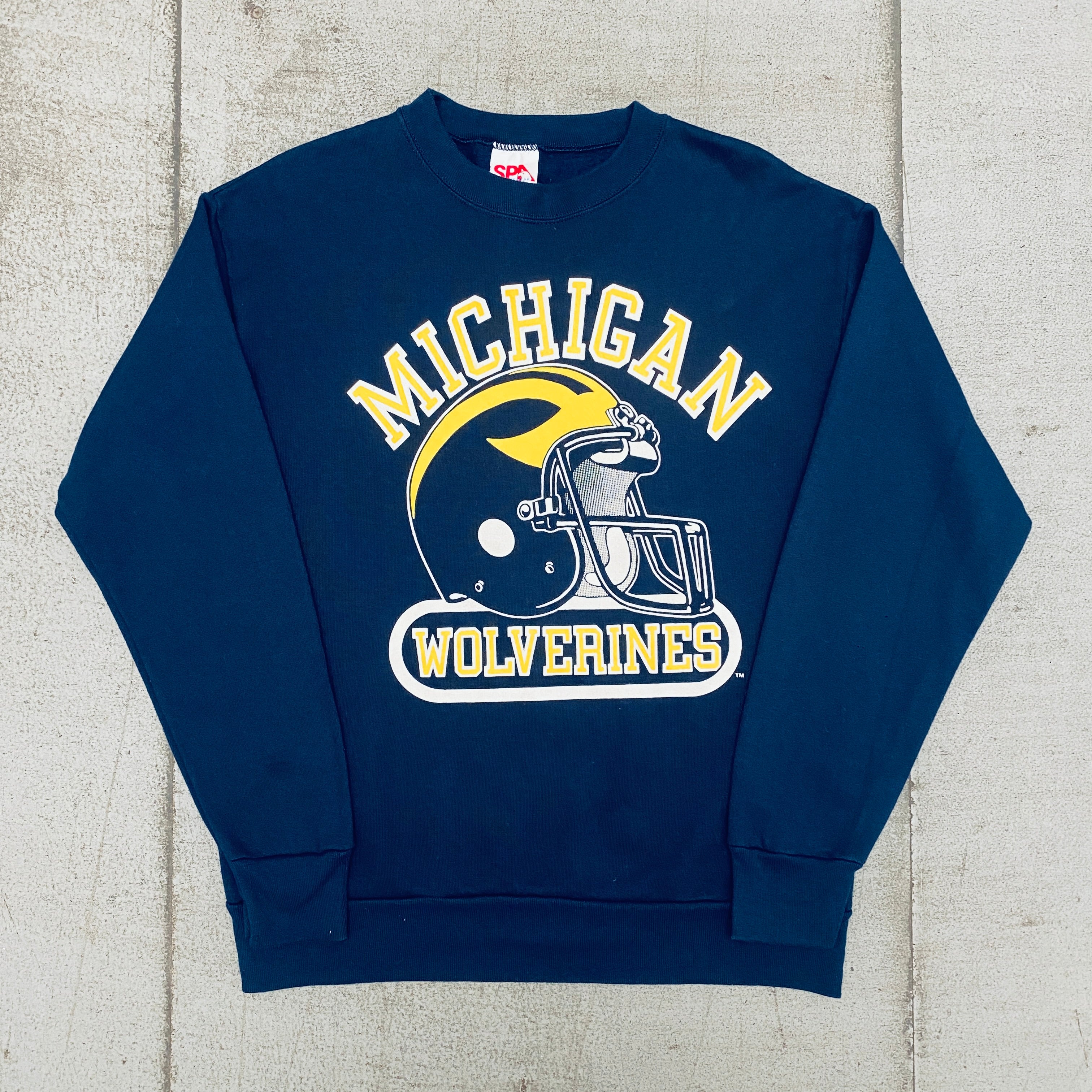 Michigan Wolverines 1990s Vintage Graphic Spellout Sweatshirt - S/M Size - Retro College Fan Apparel for Game Day & Casual Wear