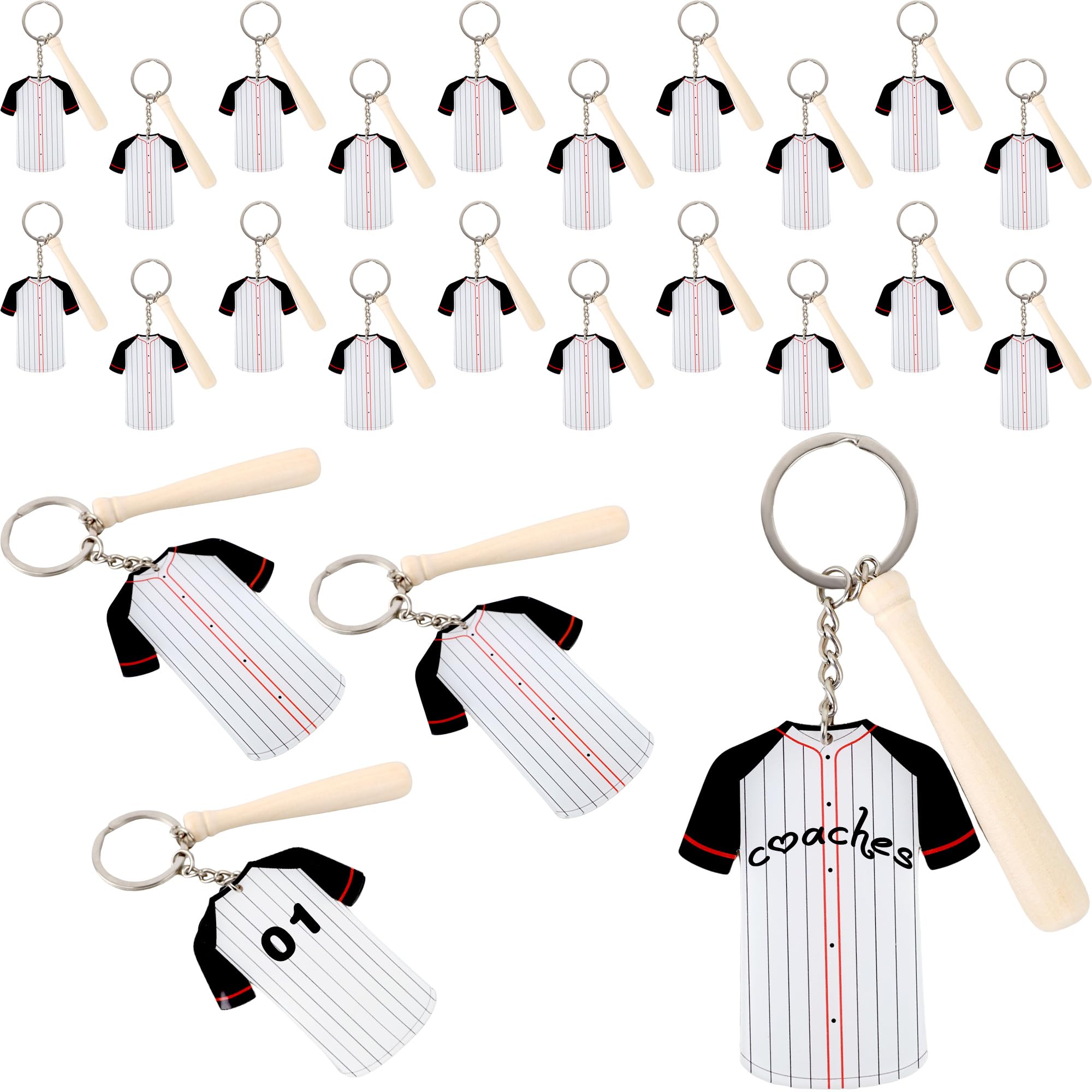 Plukeen 24 Pack DIY Baseball & Softball Acrylic Keychain Kit - Sublimation Crafting Keyrings for Sports Lovers, Team Parties & Personalized Gifts - Perfect for Game Day Favors, Player Awards & Fan Apparel