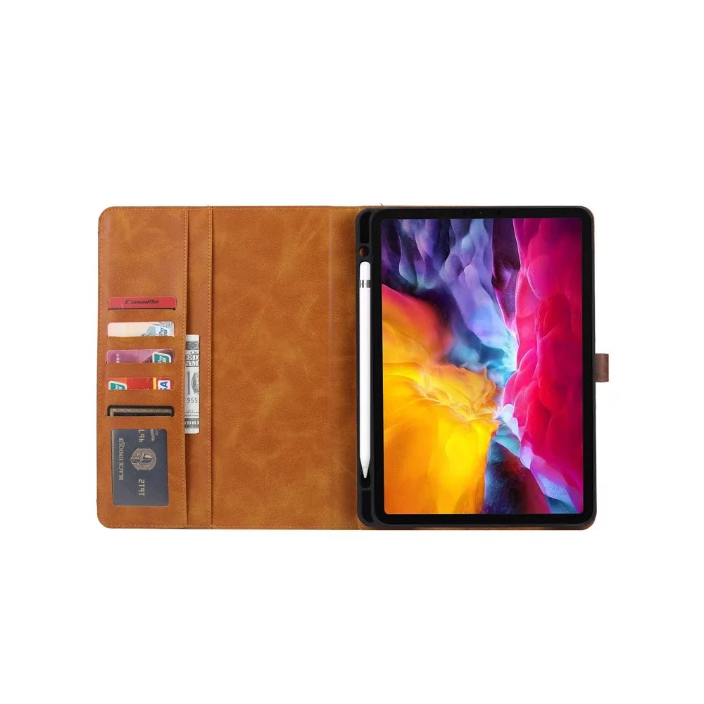 Premium Genuine Leather iPad Folio Case - Slim Protective Cover for iPad Pro/Air/Mini - Perfect for Work, Travel & Business Meetings