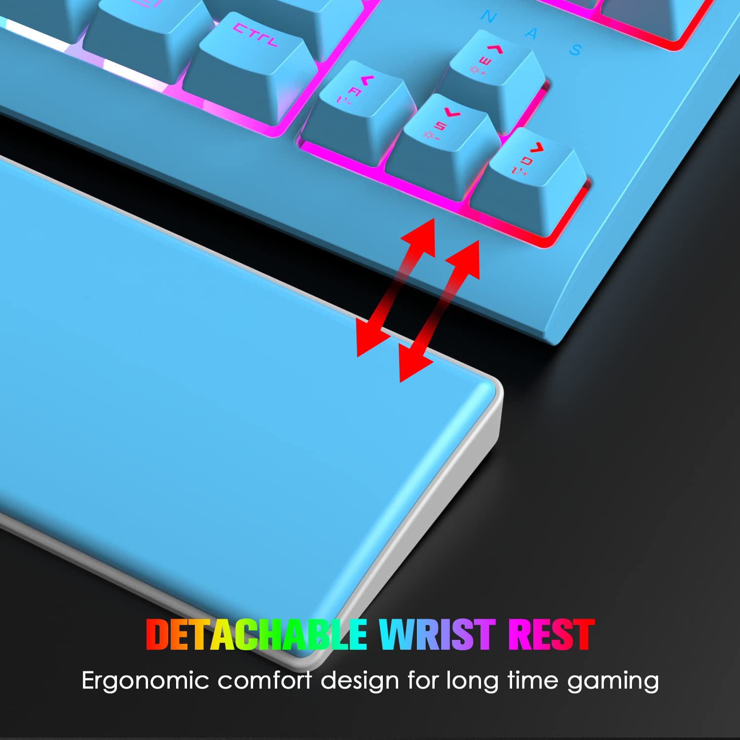 ZIYOU LANG 87 Key Mechanical Gaming Keyboard with Chroma RGB Backlit, Blue Switches, USB-C Wired, Compatible with PC & Mac - Perfect for Esports, Gaming, and Office Work