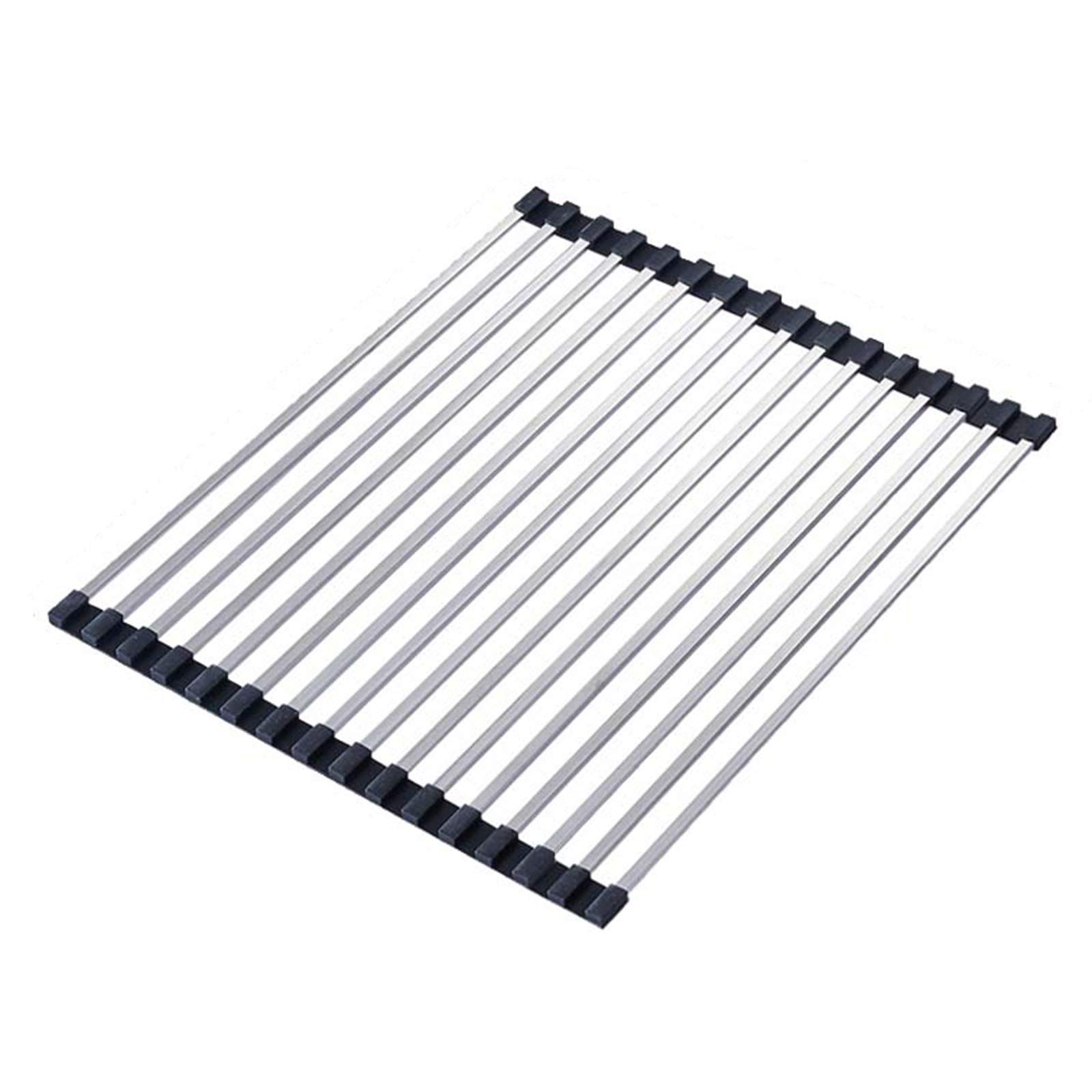 YPSOU 304 Stainless Steel Foldable Dish Drying Rack - Space Saving Kitchen Draining Rack for Dishes, Cups & Utensils (43×32.5cm) - Perfect for Small Kitchens, Apartments & Countertop Organization