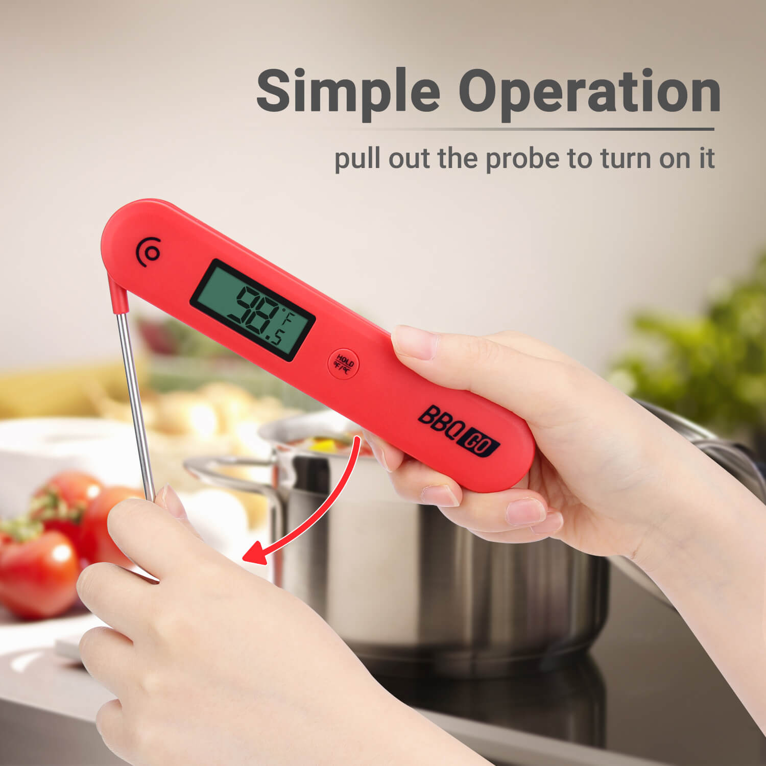 Inkbird BG HH1C Foldable Digital Instant Read Cooking Food Thermometer - Fast & Accurate Meat, Grill, BBQ, Candy, Baking Thermometer for Kitchen, Outdoor, and Home Use