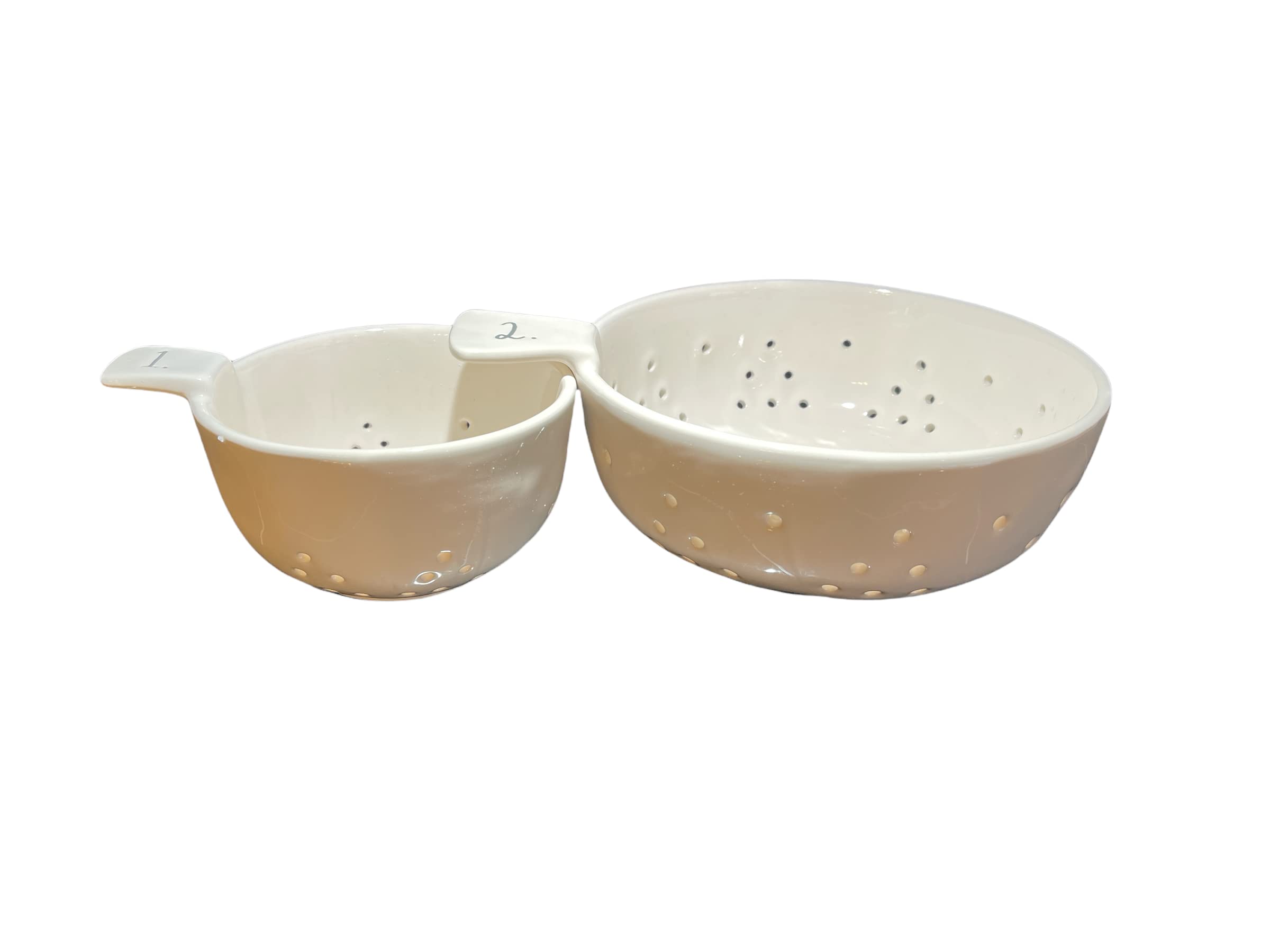 Premium Ceramic Colander and Strainer Set with Stem Print - 2-Piece Kitchen Strainer for Pasta, Salad, and Vegetables - Ideal for Cooking, Draining, and Serving