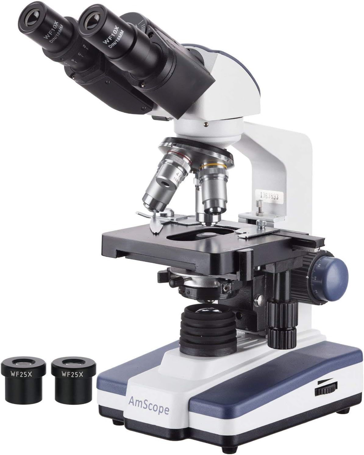AmScope B120C-E1 40X-2500X LED Digital Binocular Compound Microscope with 3D Stage & 1.3MP USB Camera - Ideal for Lab Research, Classroom Education, and Scientific Exploration