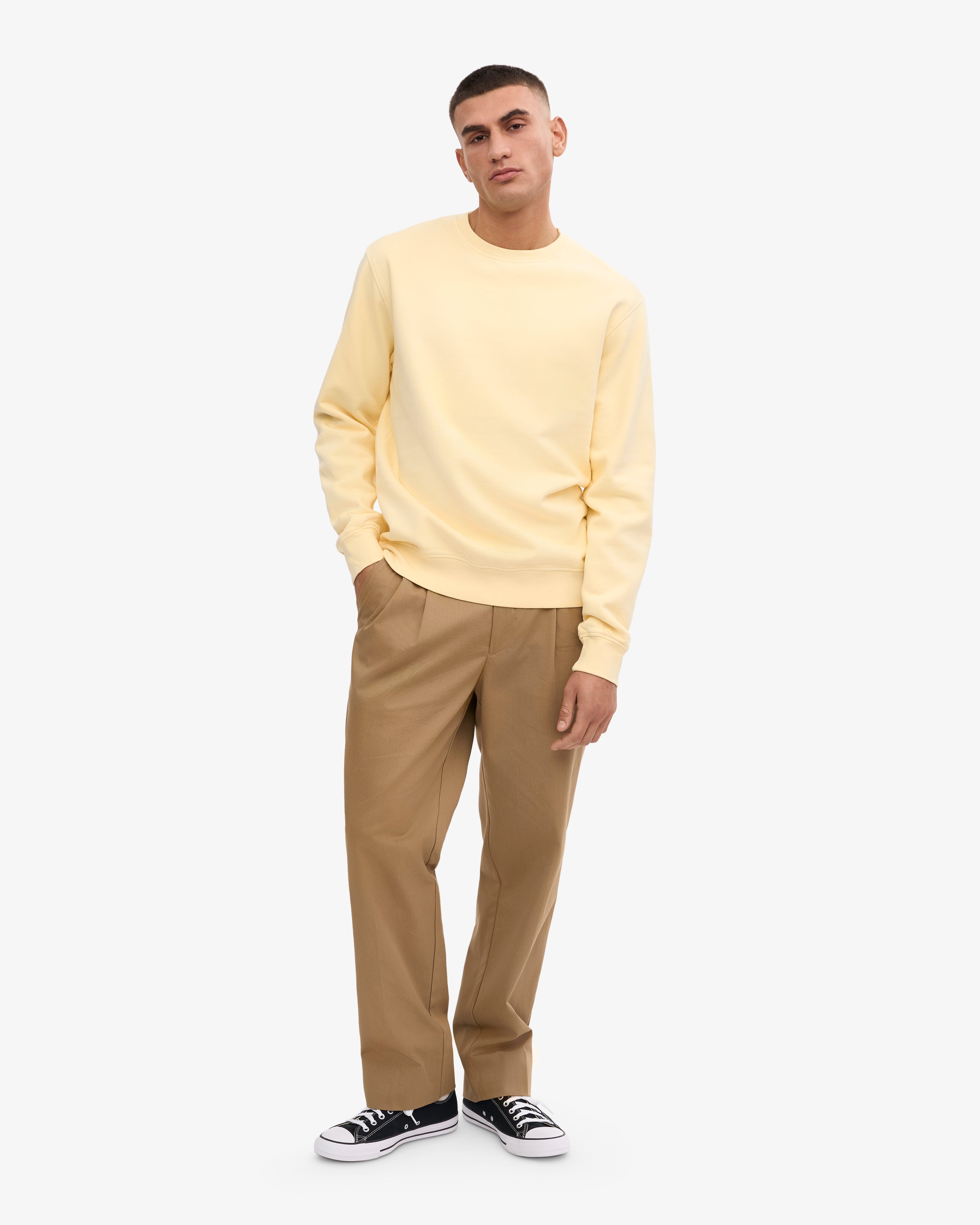 Classic Organic Cotton Crew Neck T-Shirt - Soft Yellow | Eco-Friendly Casual Wear for Men & Women | Perfect for Everyday Comfort & Sustainable Fashion